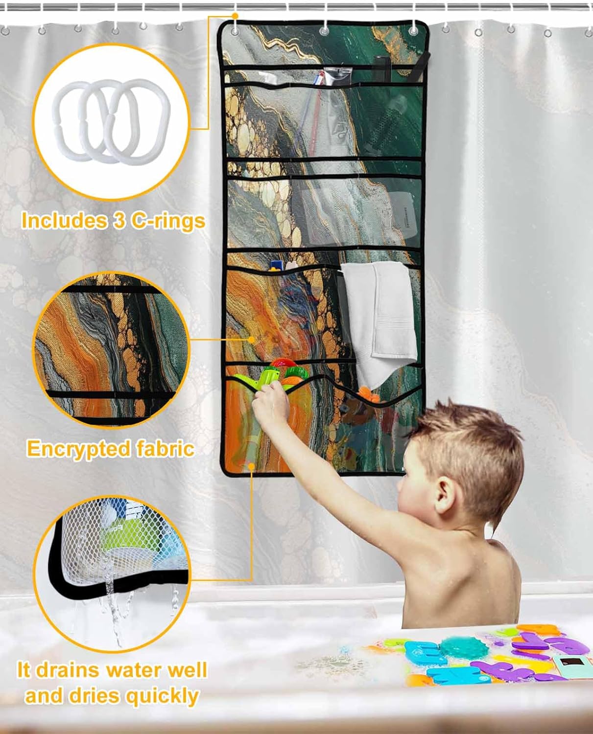 ZFUNCING - Quick Installation Waterproof Modern Shower Organizer for Bathrooms