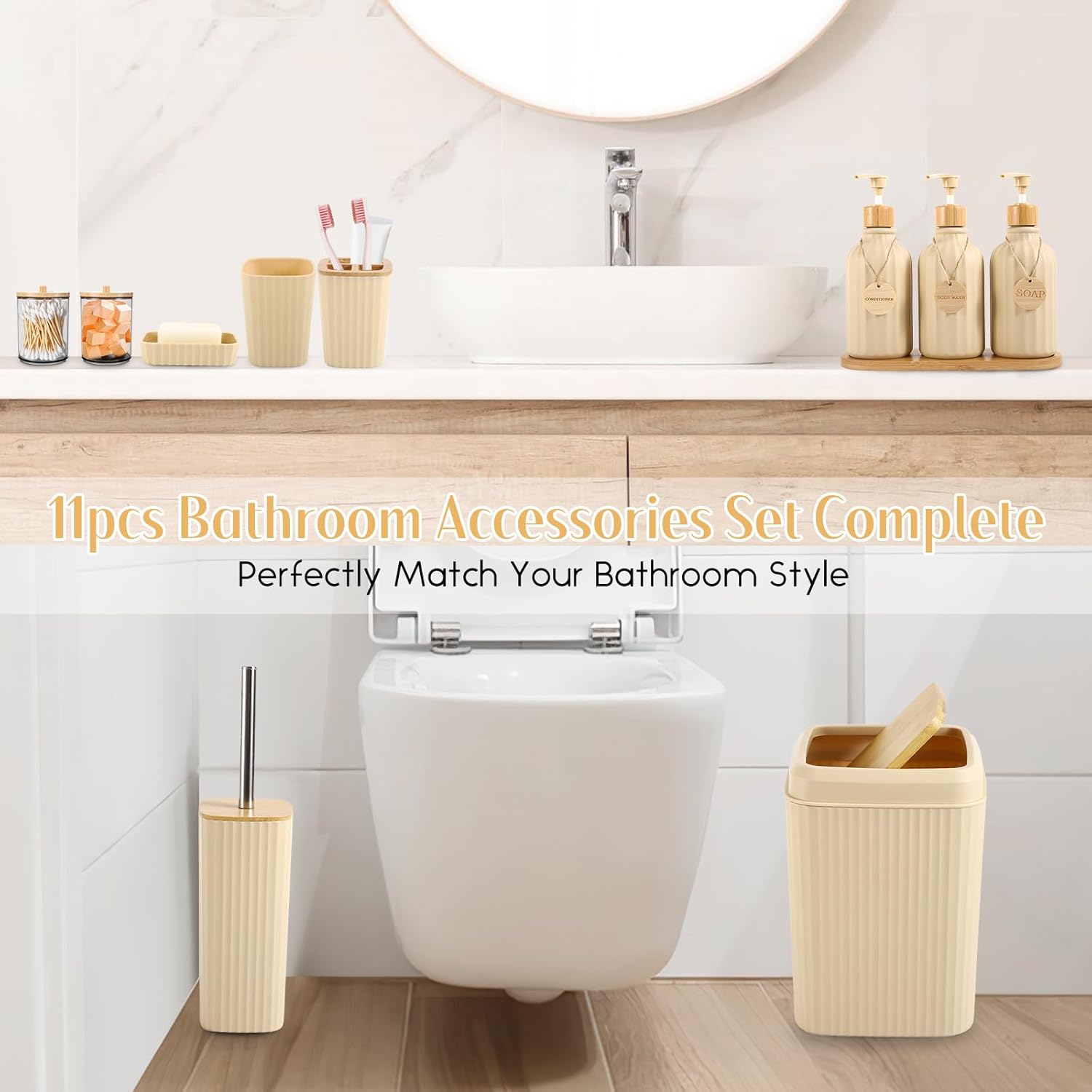Bathroom Set 17PCS Black bath Accessories for Modern Home