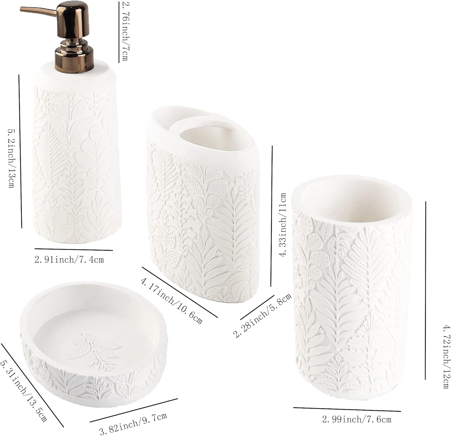 Hymmah 4-Piece Bathroom Accessories Set - Resin Farmhouse Decor