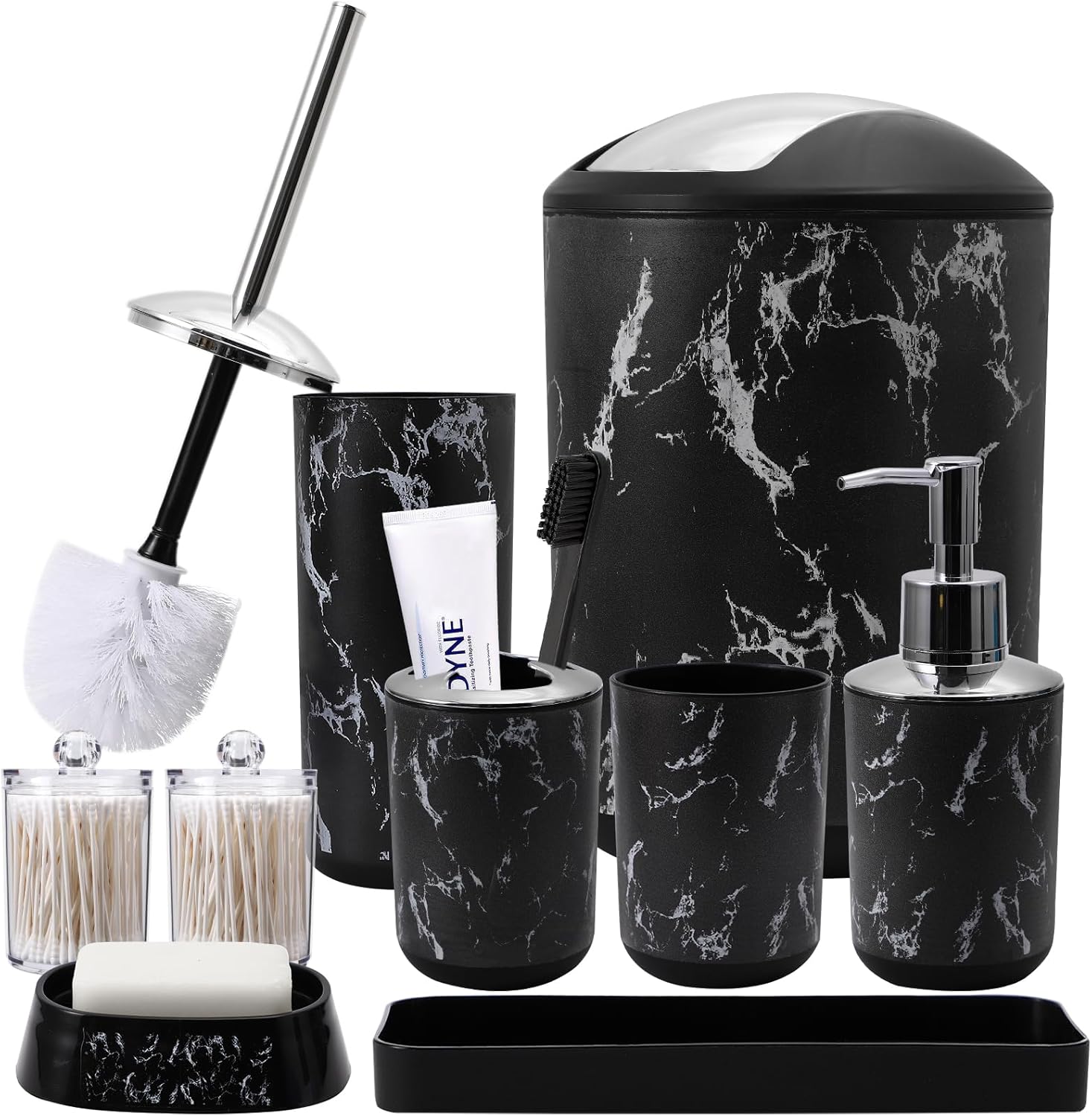 XLHOMO Black Marble Bathroom Accessories Set