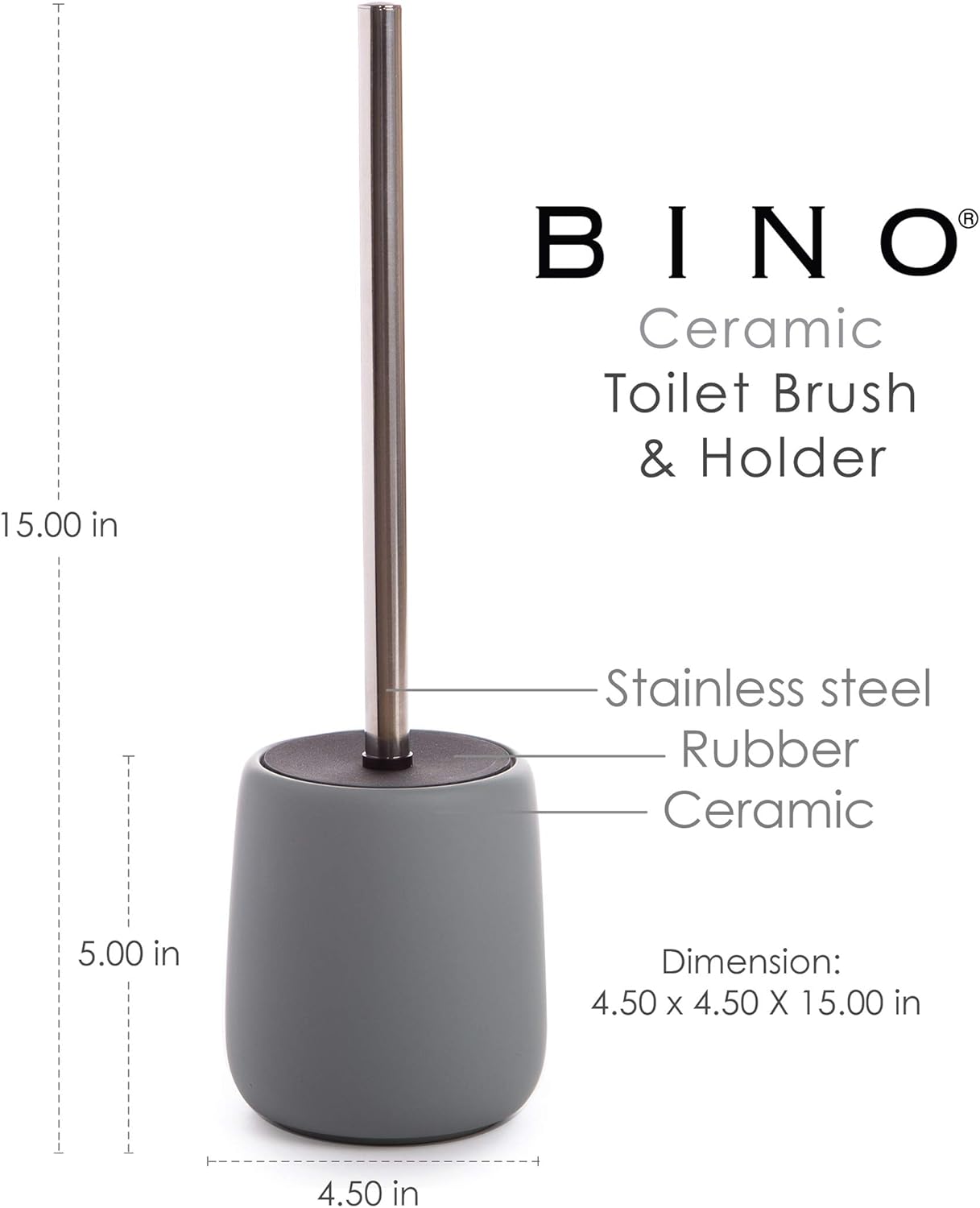 BINO Toilet Brush with Holder Light Grey