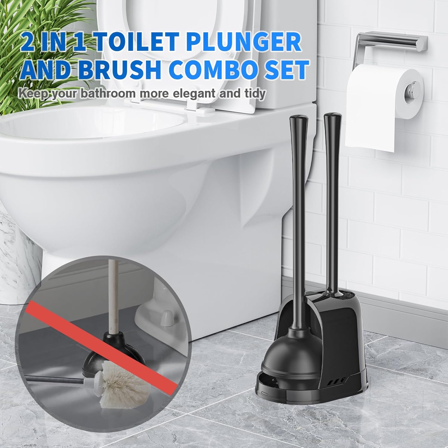 LOVLOY 2 Pcs Toilet Plunger and Brush Set