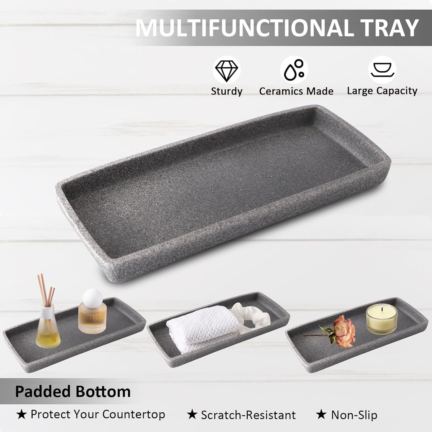 Gray Resin 6 Piece Bathroom Set