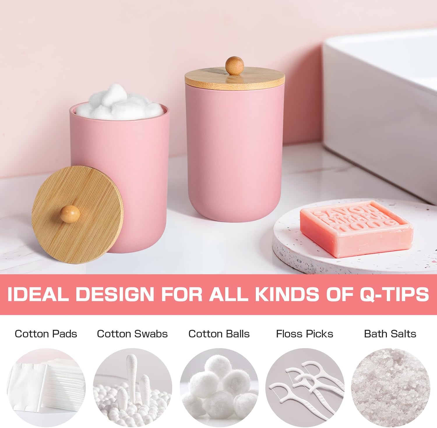 Pink Bathroom 5pc Organizing Set