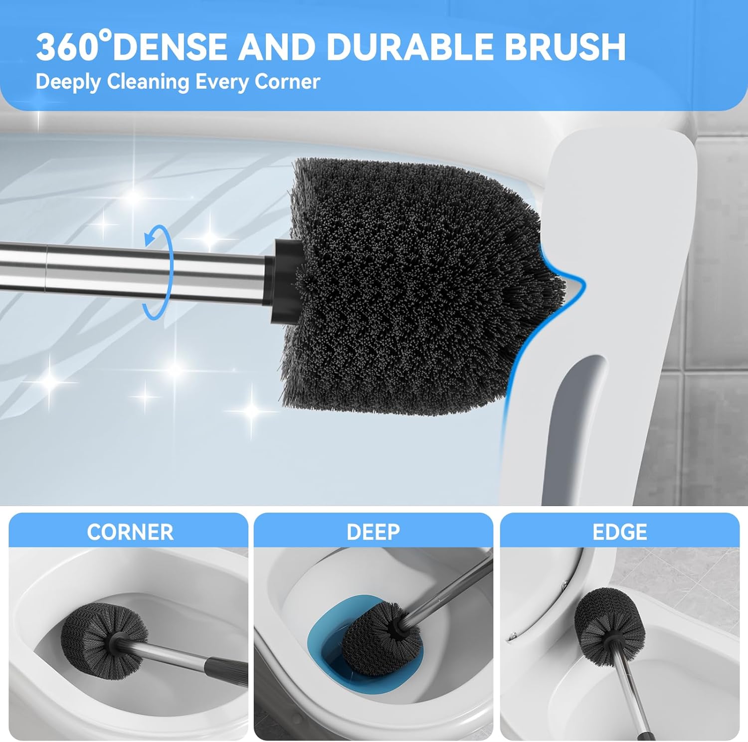 Stainless Steel Modern Style Toilet Brush and Holder Set