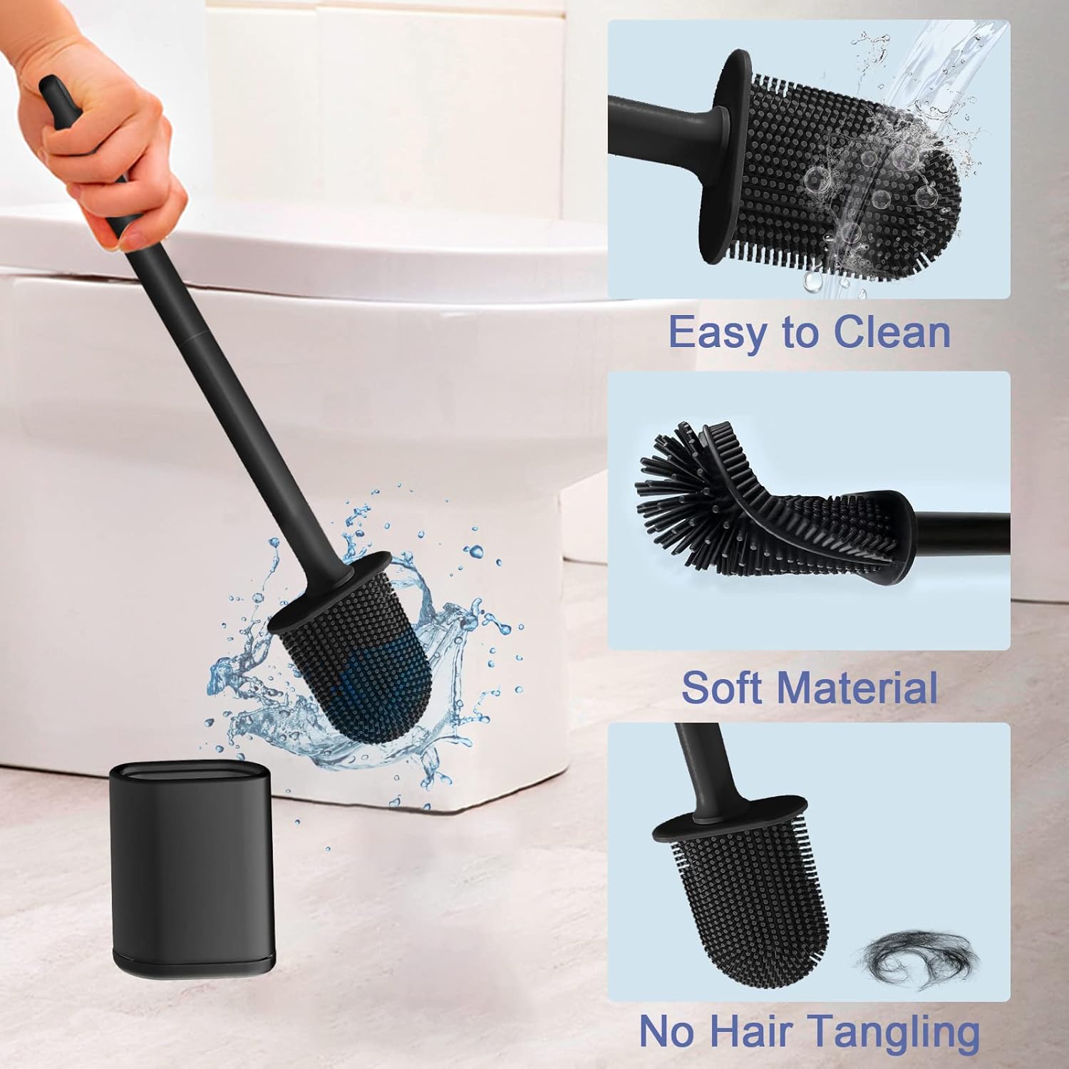 Micacorn Toilet Brush Set - TPR Bristles Wall Mounted Space-saving
