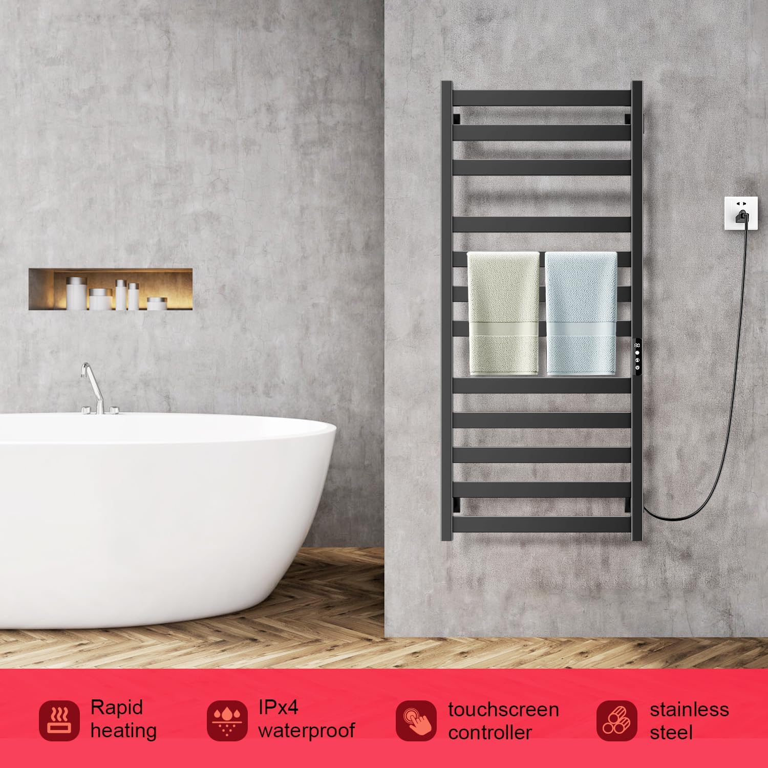 Colliford Towel Warmer Rack 12 Bars Wall Mounted