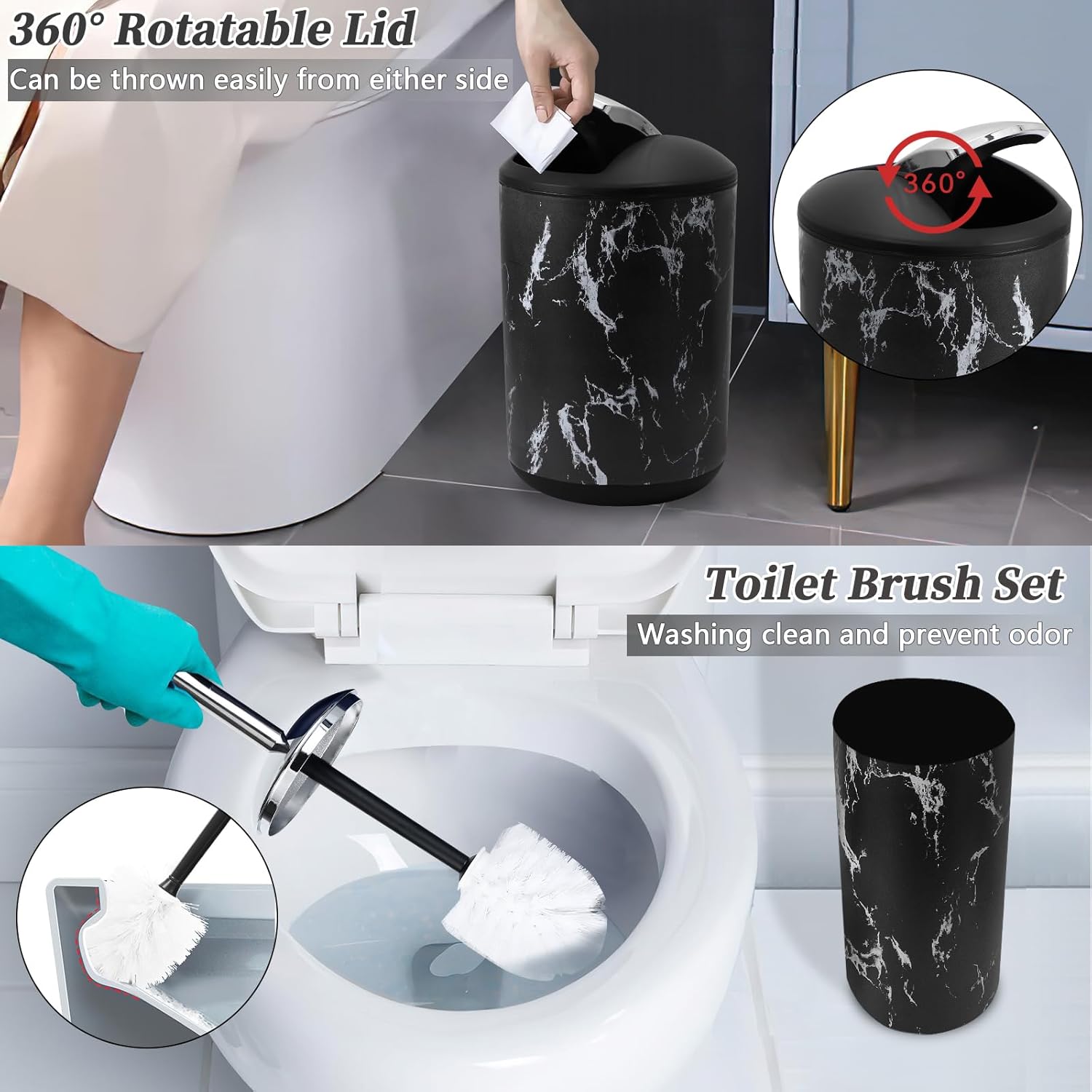 XLHOMO Black Marble Bathroom Accessories Set