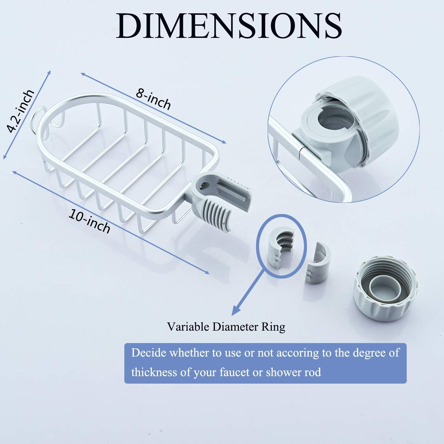Hoinerus Shower Caddy with Bright Silver Color