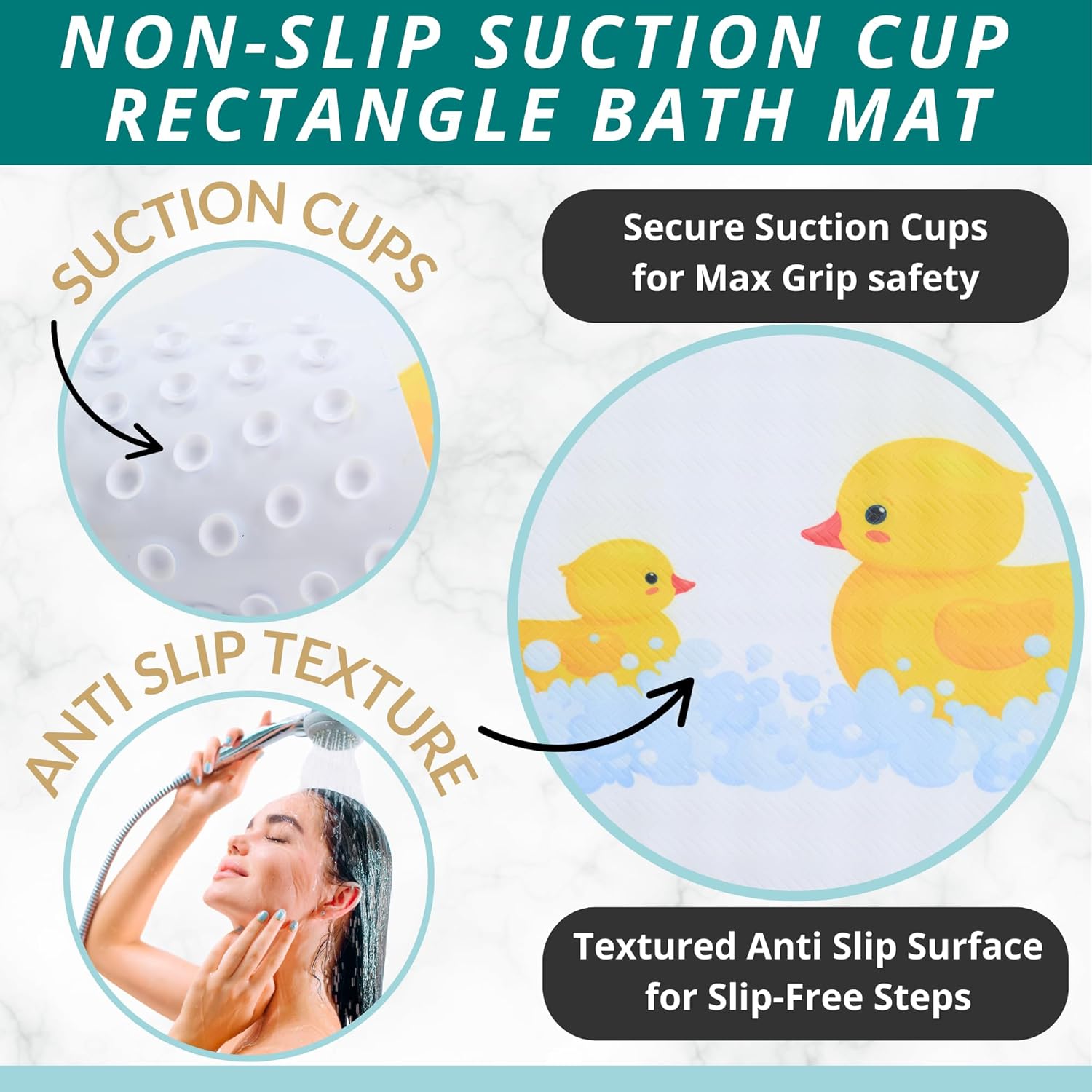 ENKOSI Non-Slip Bath Mat Safe bathtub use for kids