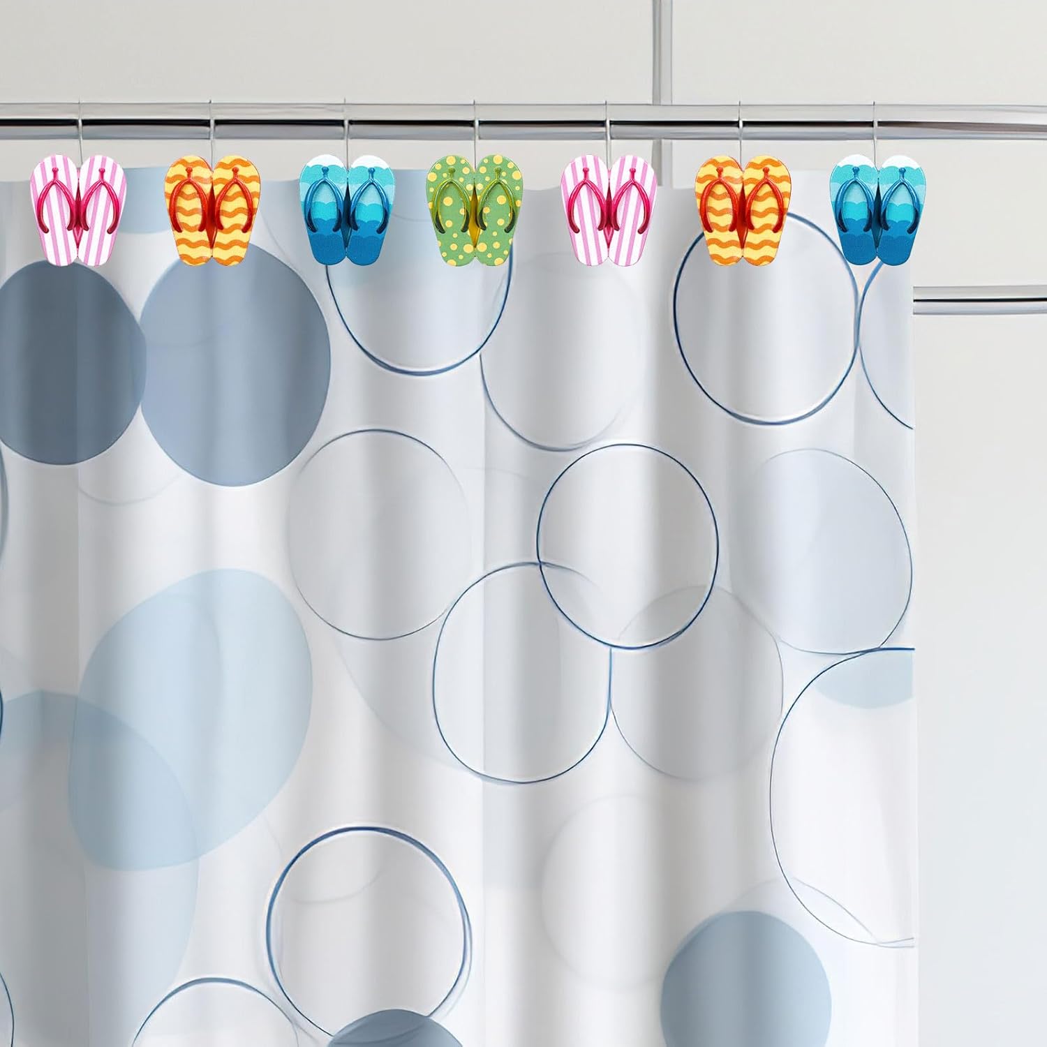 Whaline Summer Beach Flip Flop Shower Curtain Hooks