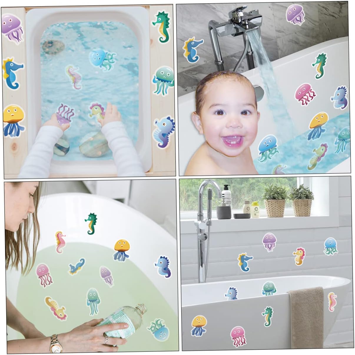 Ciieeo 10pcs Cartoon Bathtub Stickers for Bathroom Decoration