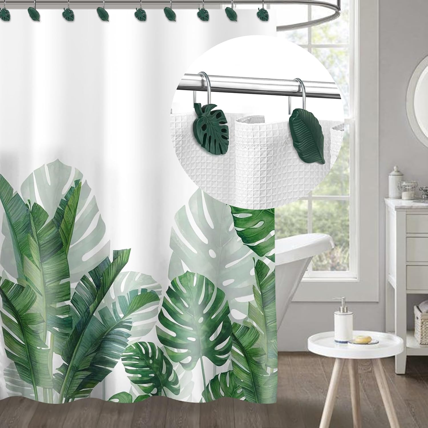 Sunlit Tropical Leaf Decorative Shower Curtain Hangers