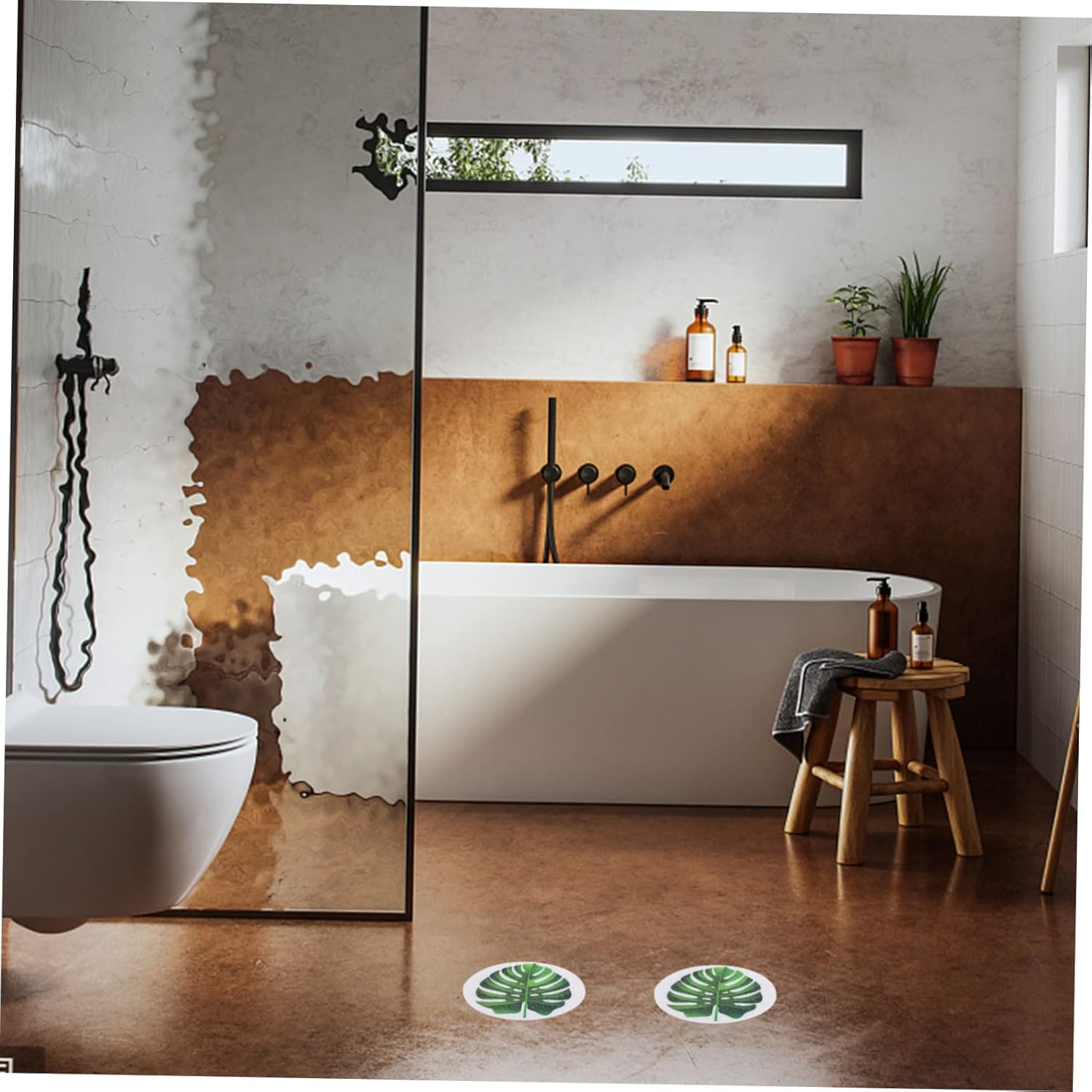 Non-Slip Bathtub Decals with Leaf Design