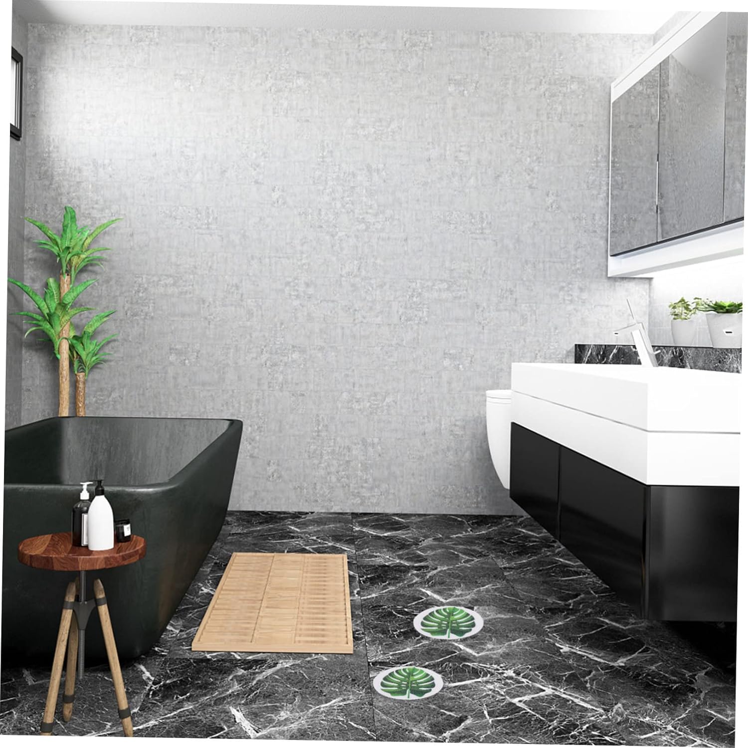 Ciieeo Leaf Pattern Bathtub Stickers Non-Slip Decor