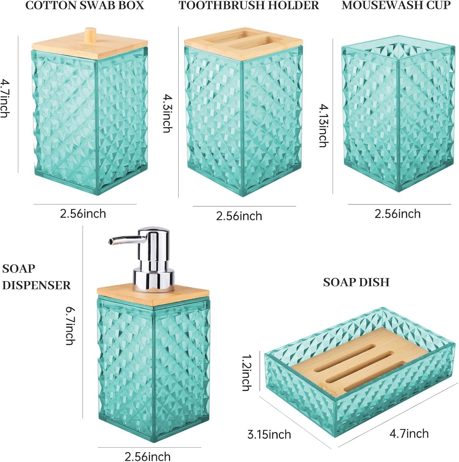 5-Piece Grid Pattern Bathroom Accessory Set High-Quality Design