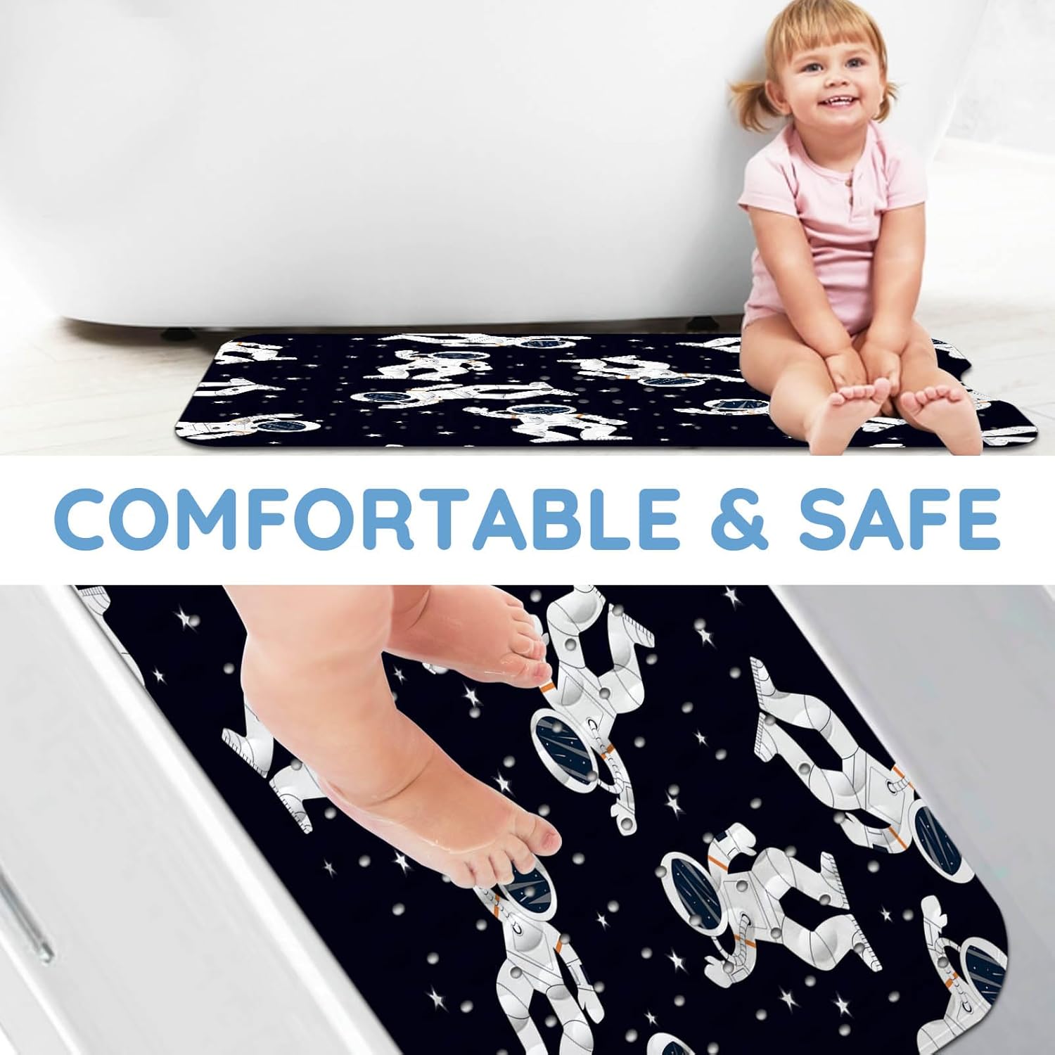 KINUUIS Kids Bath Mat with Suction Cups