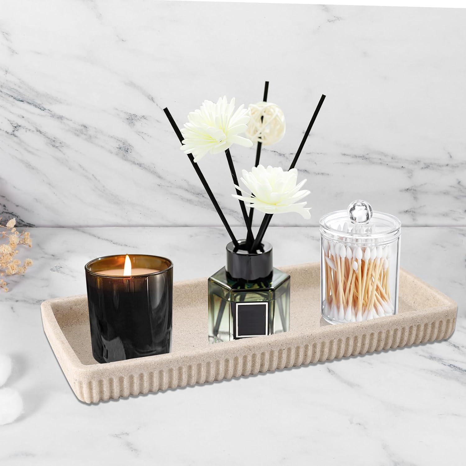 Resin Beige Bathroom Accessories Set 5 Pcs