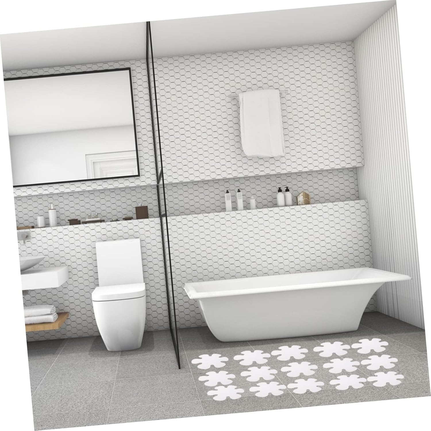 HOOTNEE Bathtub Mat Flower Design Non-Slip Peva Sticker
