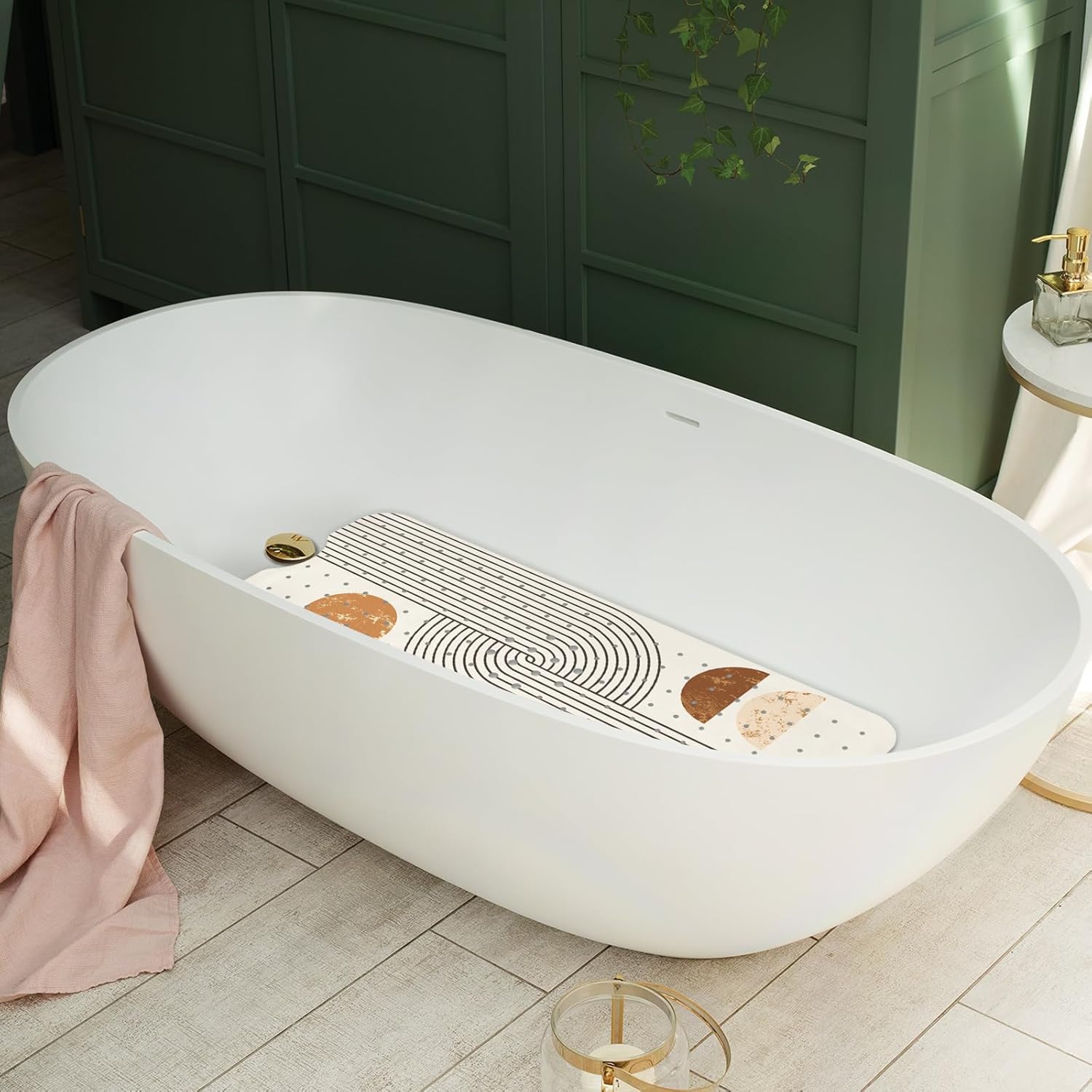Non Slip Bath Mat with Suction Cups 40x16 Inch