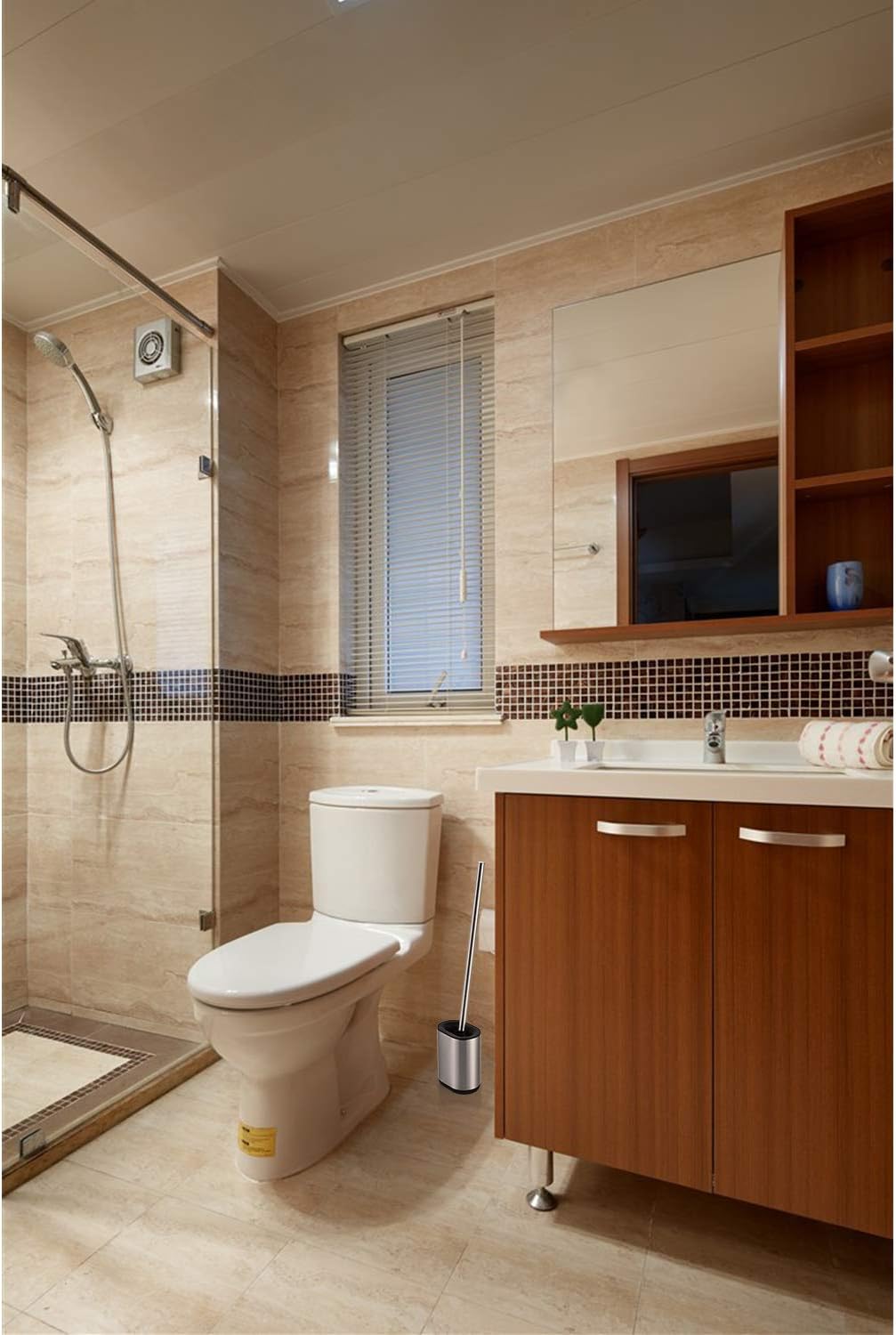 Modern Deluxe Freestanding Toilet Brush with Stainless Steel Holder