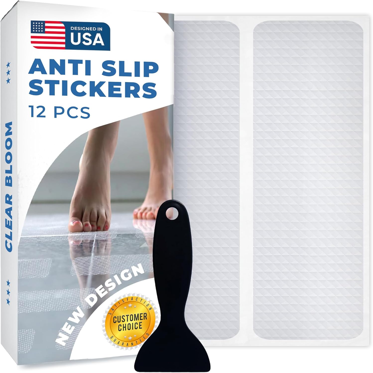 12ClearAntislipShowerStickers