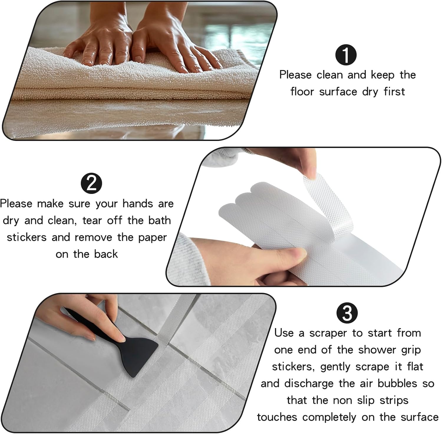 24PCS Shower Non-Slip Stickers Anti-Slip for Bathroom Safety Guide