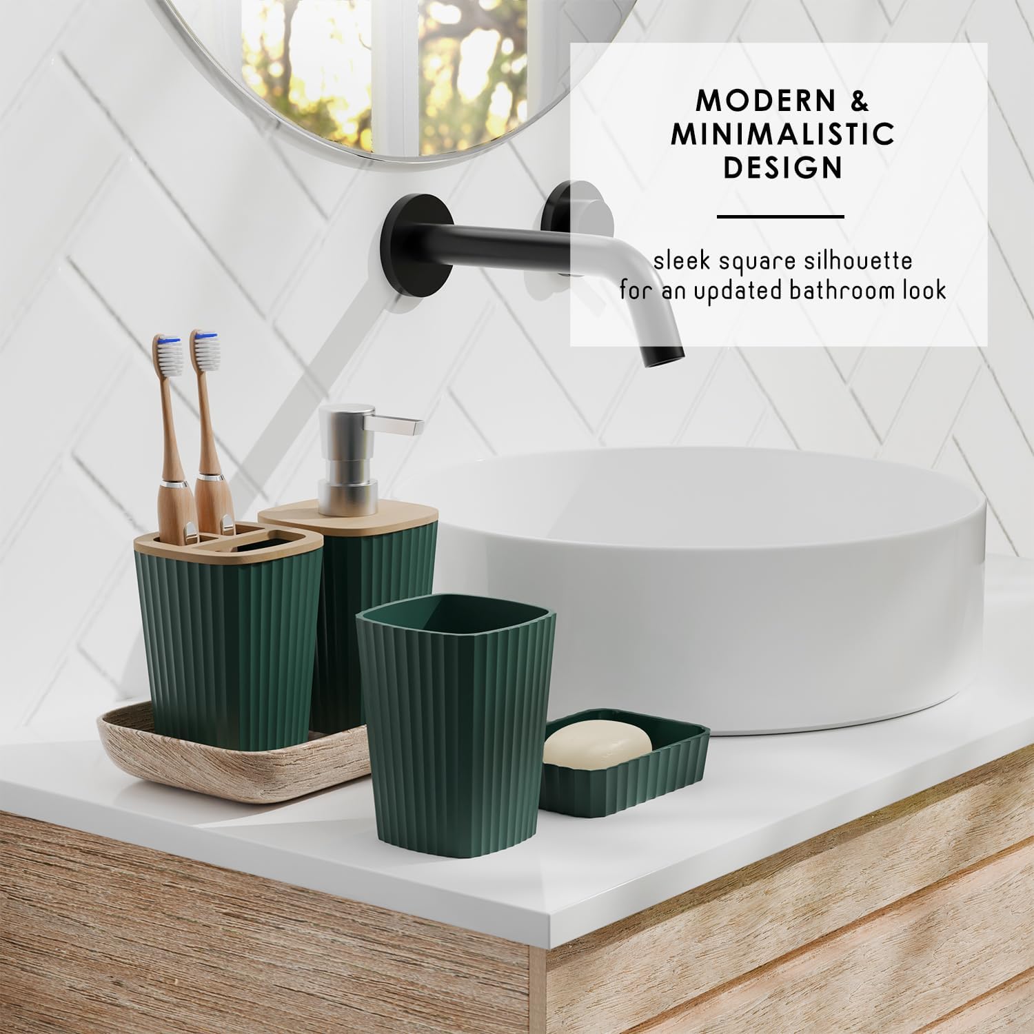 Clara Clark 6-Piece Hunter Green Bathroom Set - spa-like bath Accessories