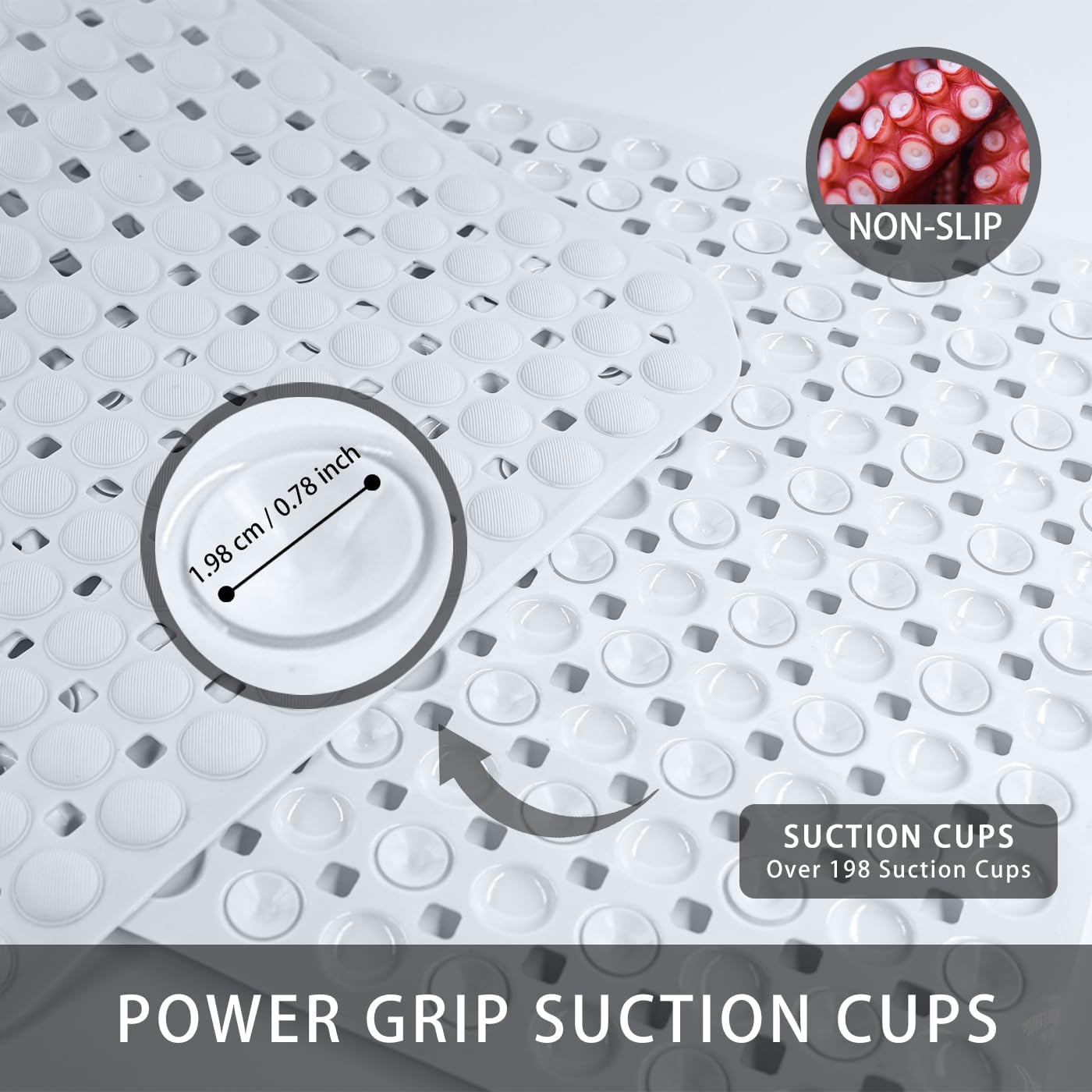 Extra Large Non-Slip Bathtub Mat with Suction Cups for ElderlyKids