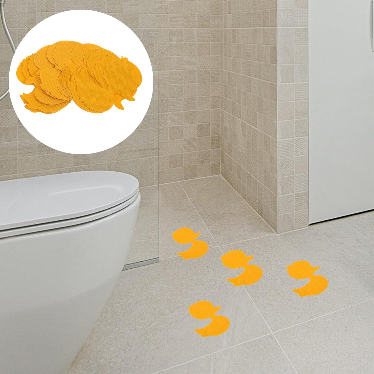 12-Piece Nonslip Bathtub Stickers Duck Shape Yellow Safety Anti-Slip