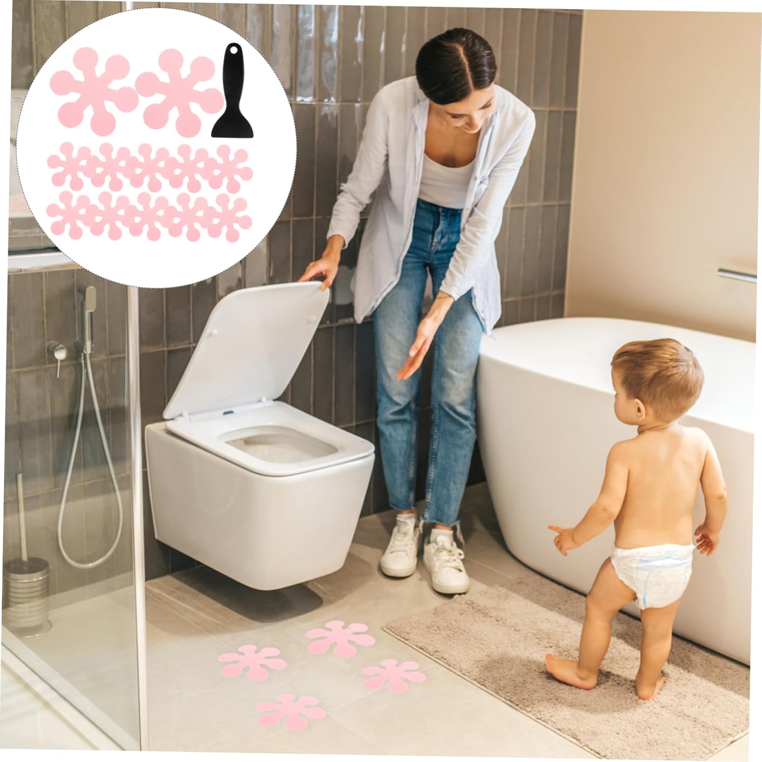 LIFKOME Bathtub Sticker Set Anti-Slip Snowflake Patterns for Safe Bathing