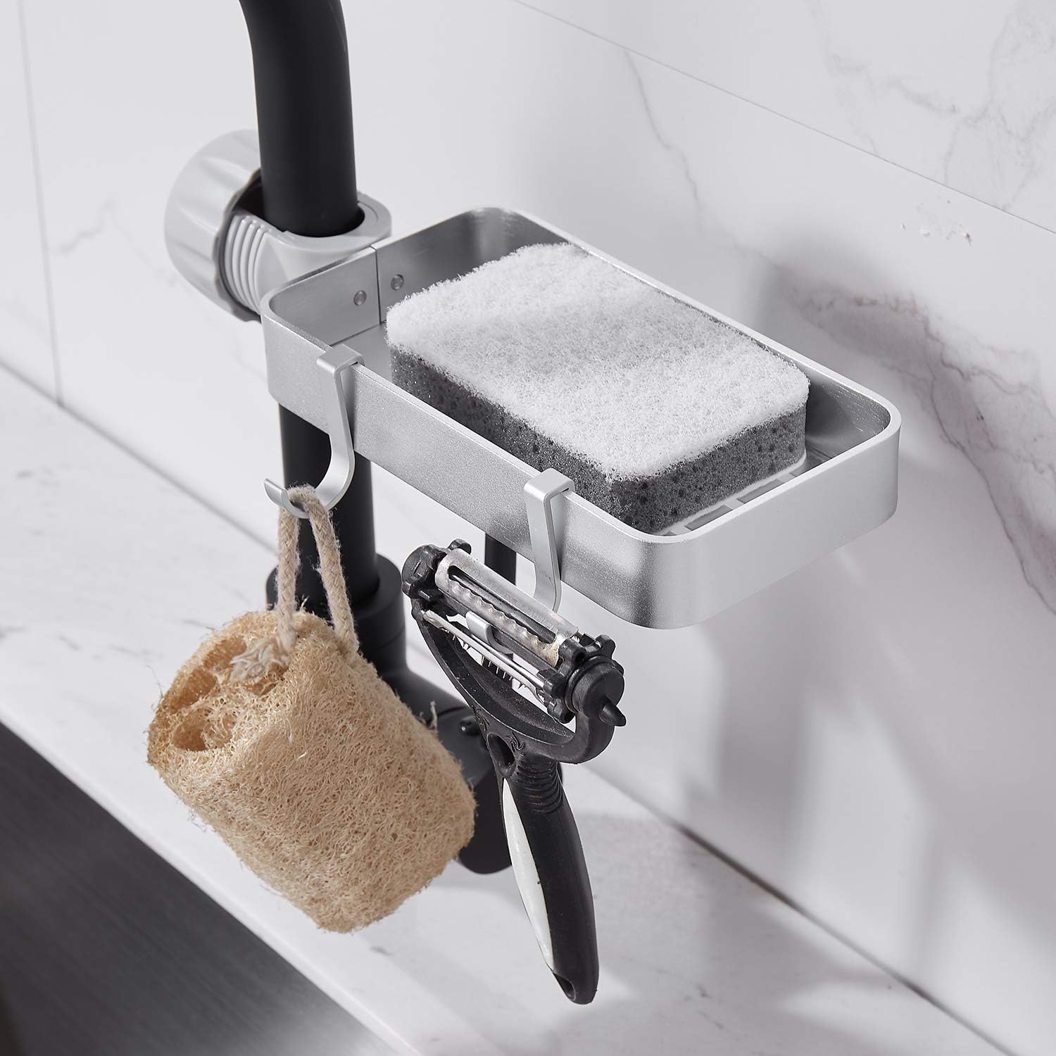 Hoinerus Kitchen Washing Sponge Storage Rack with 2 Hooks