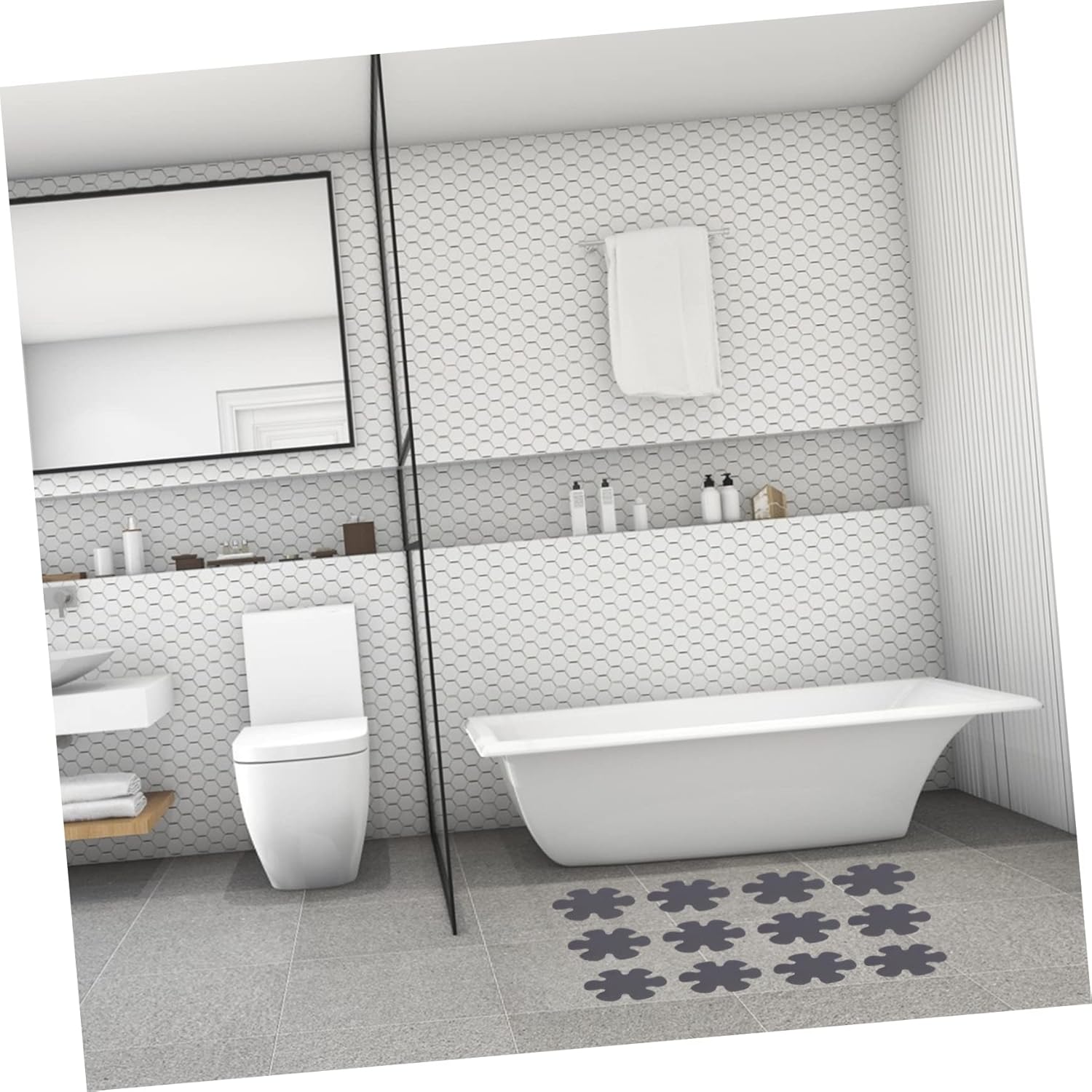 Non-SlipFlower Shape Bath Sticker Mat for Bathtub Easy to Stick