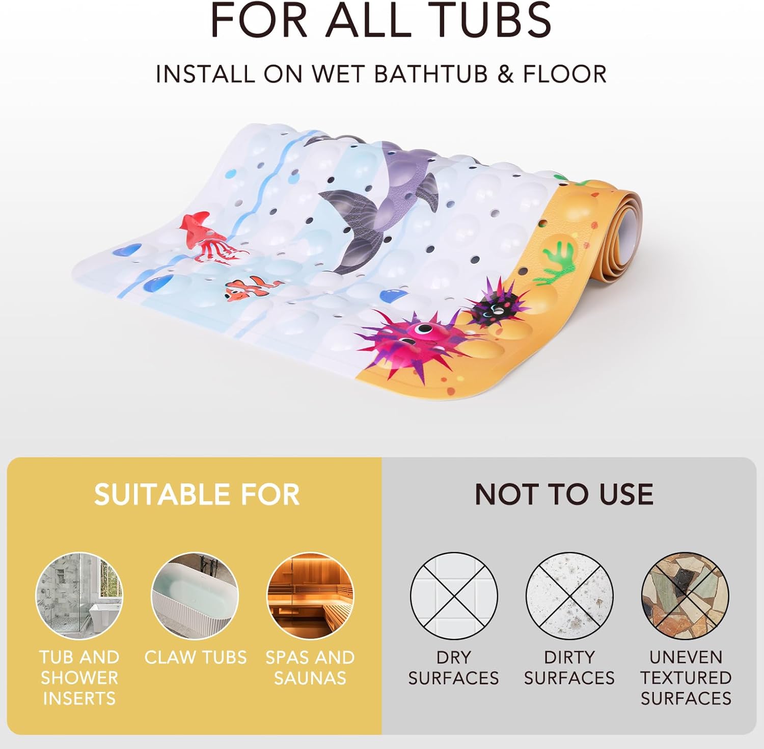 Perfect for Safety and Fun Kids Bath Mat