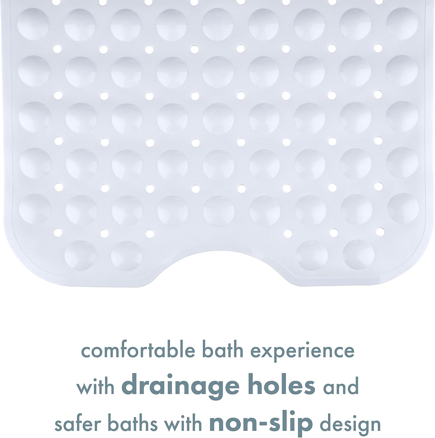 TranquilBeauty Non-Slip Bath Mat with Suction Cups 40x16in White Extra Long