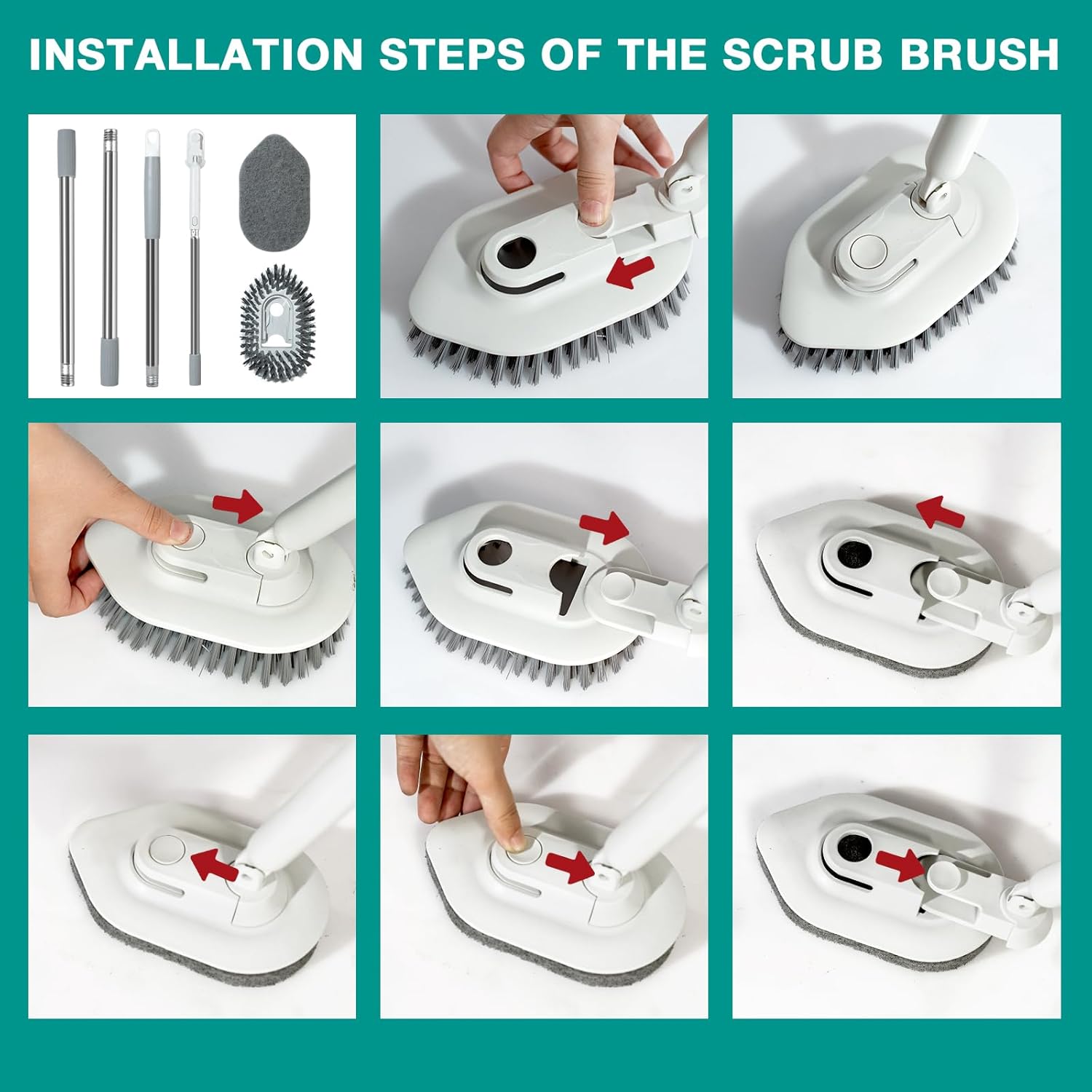 2 in 1 Tub and Tile Scrubber with 50 Long Handle