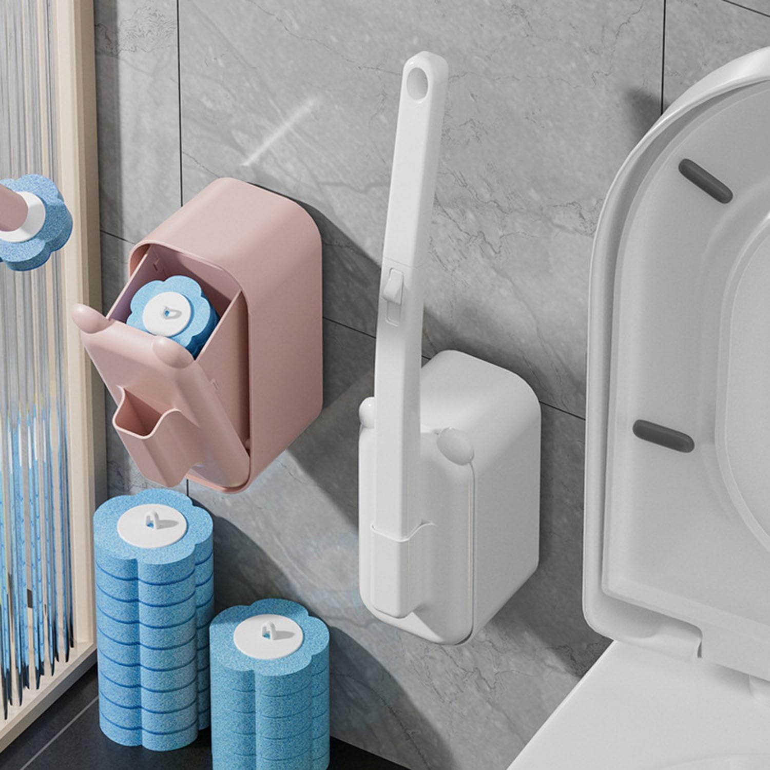 JUDEWY Disposable Toilet Brush Set 18-Refill Holder with Holder White