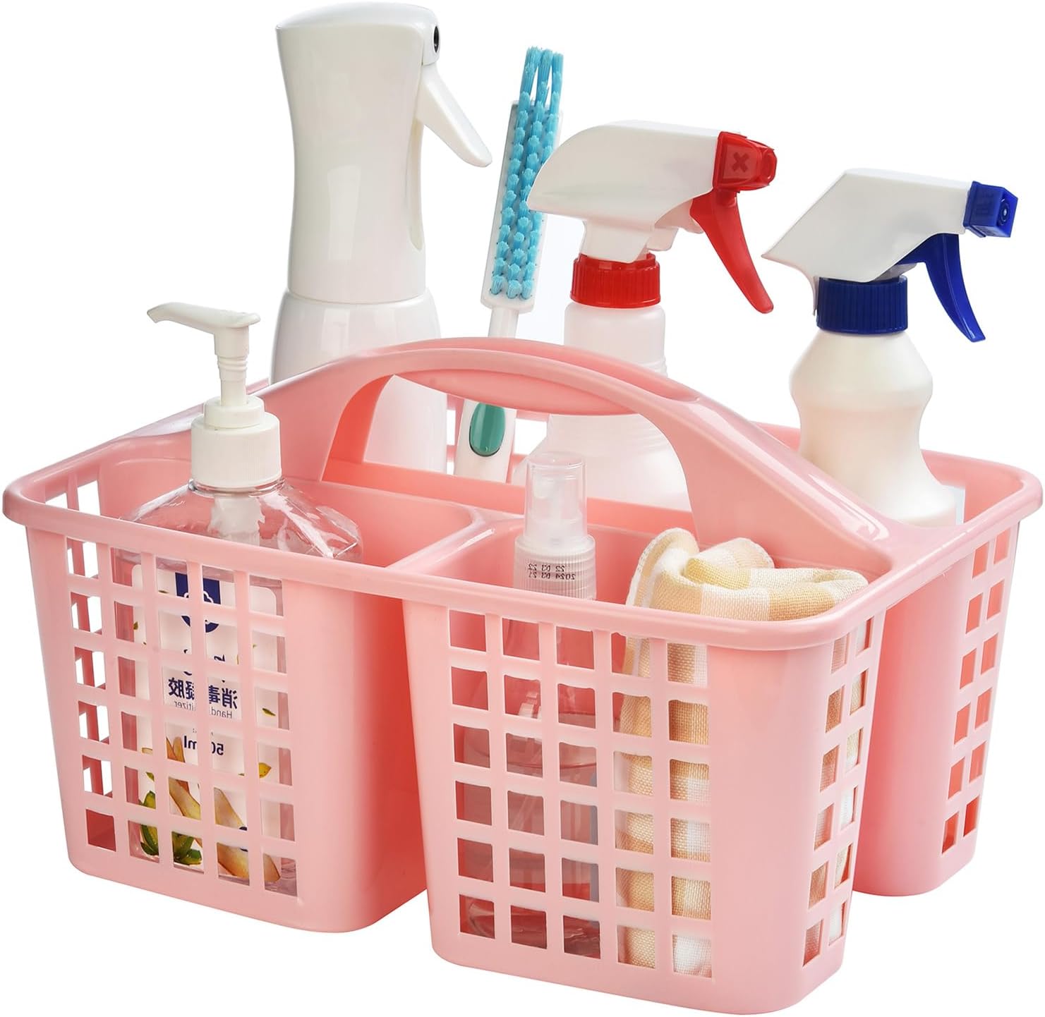 Haundry Plastic Showers Organizer with 3 Compartment Pink