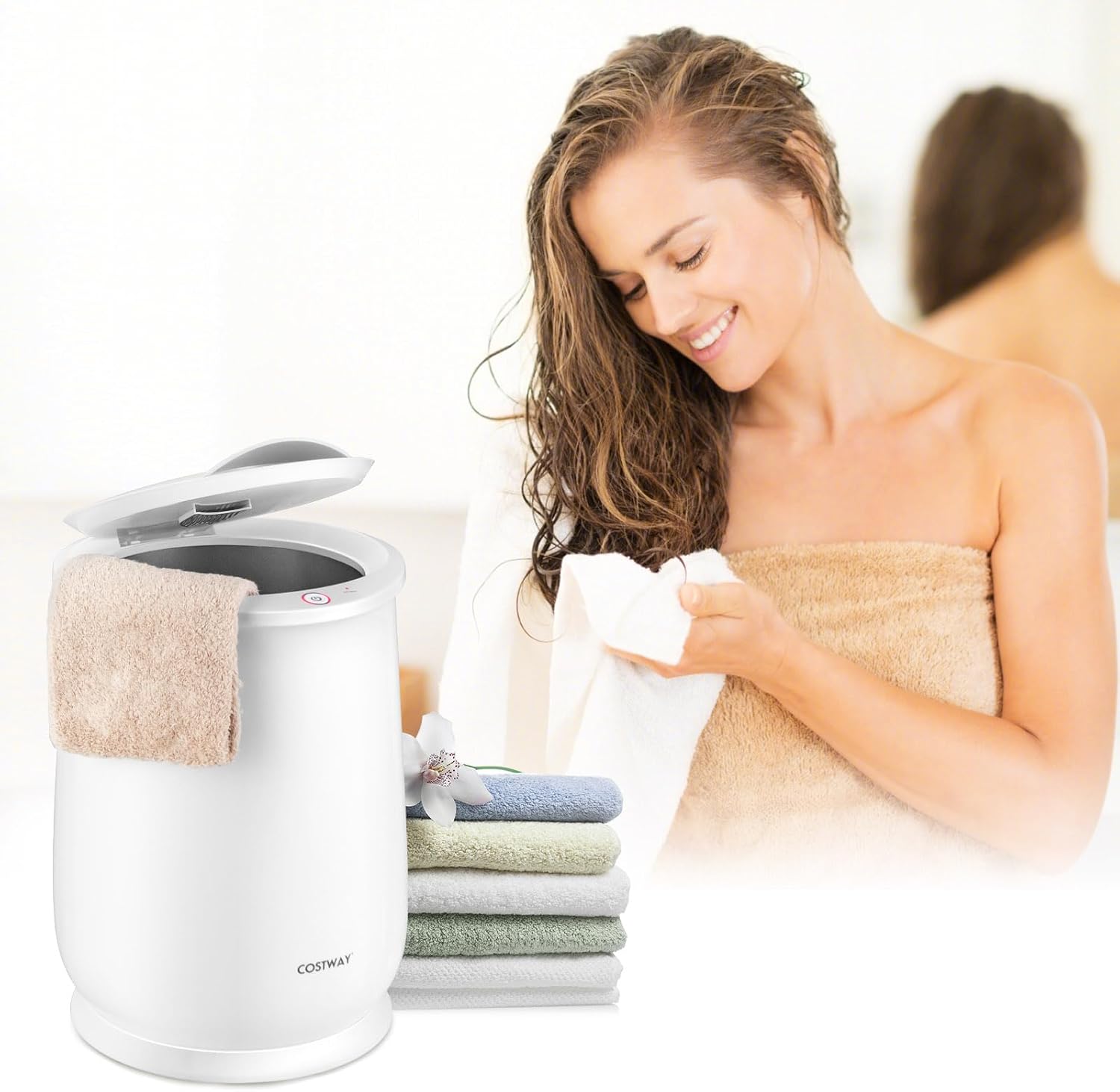 COSTWAY 21L Large Towel Heater with Flip-top Lid