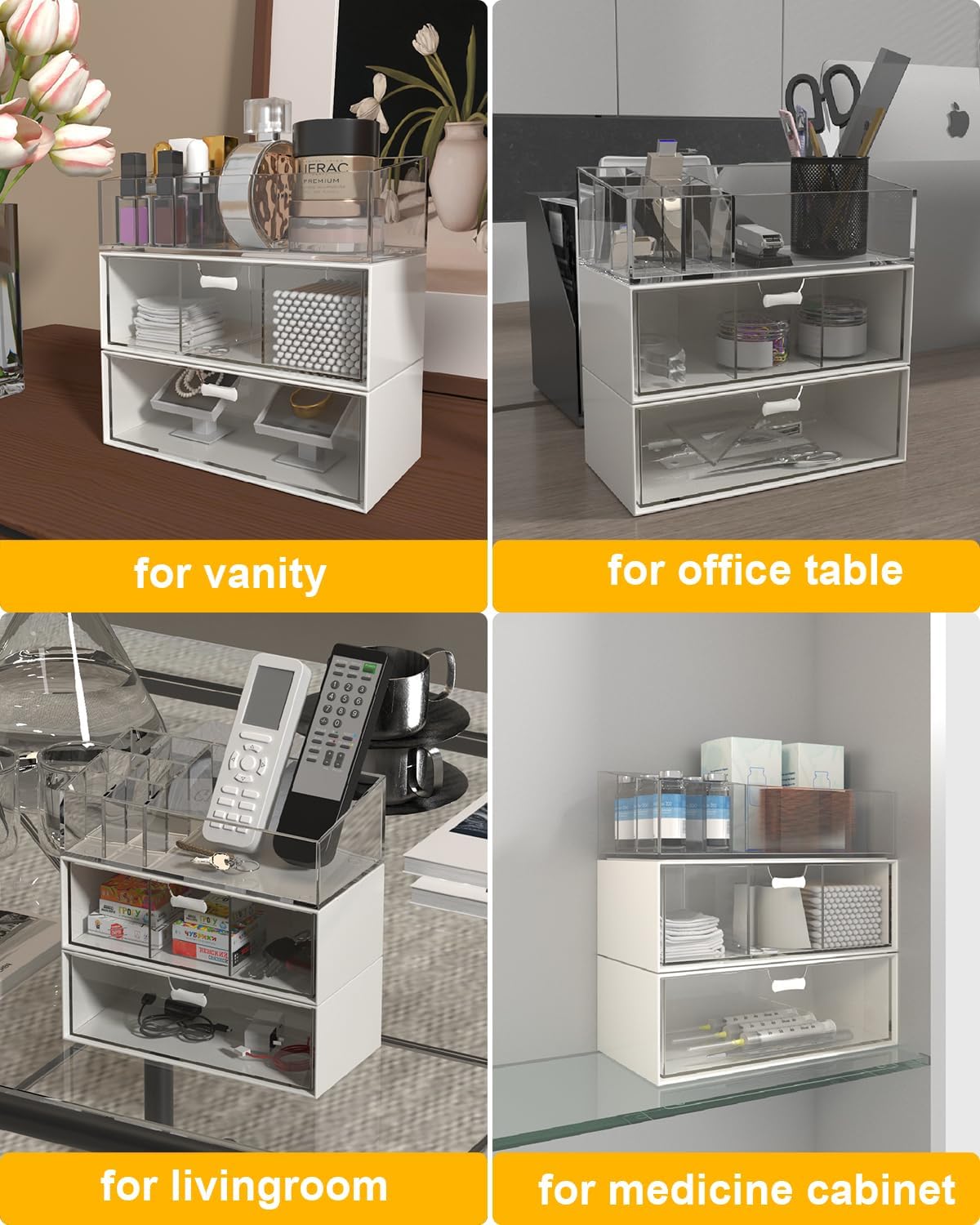 Stylized 3-Pack Organizer for Medicine Cabinets
