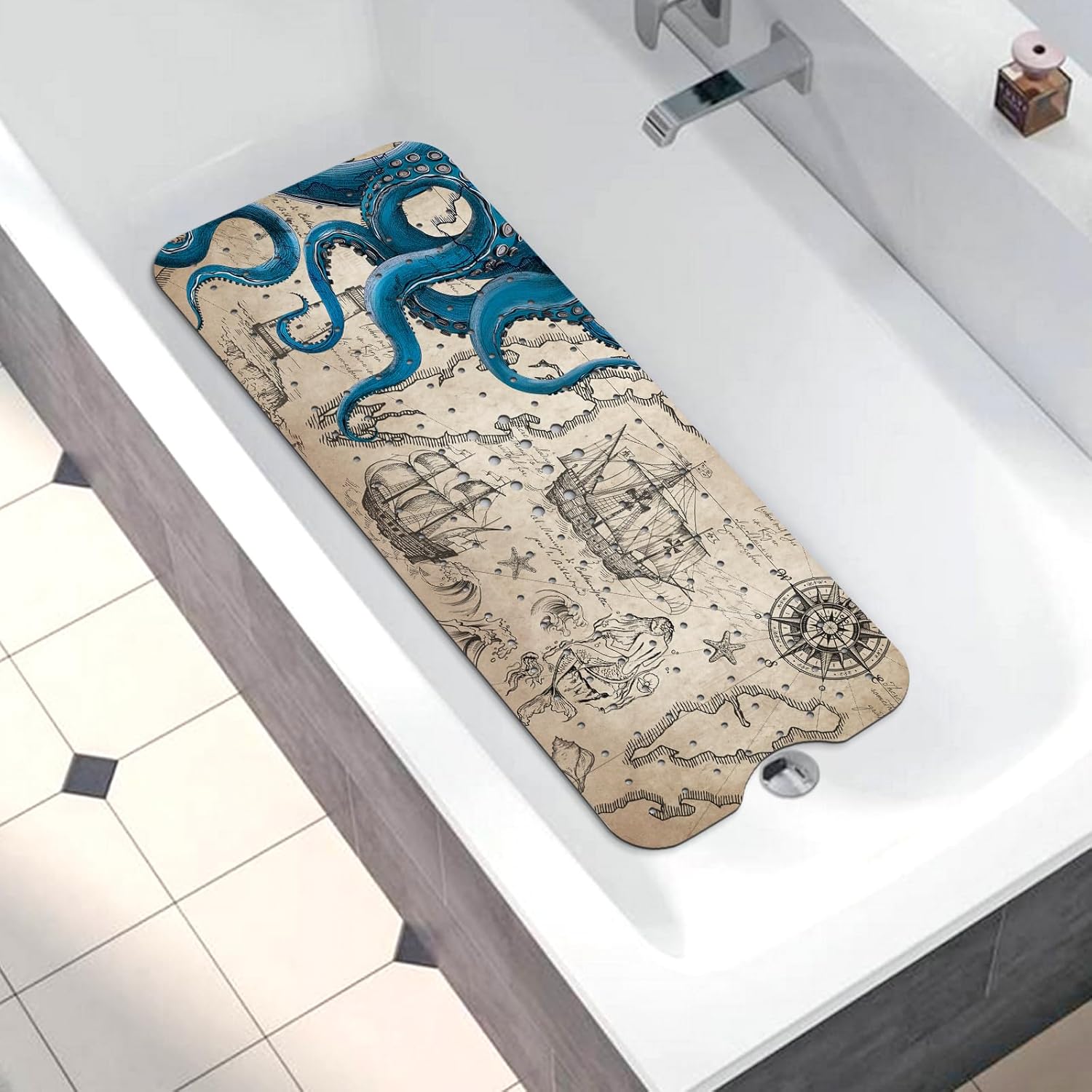 Bathtub Mat Non-Slip Octopus Extra Long