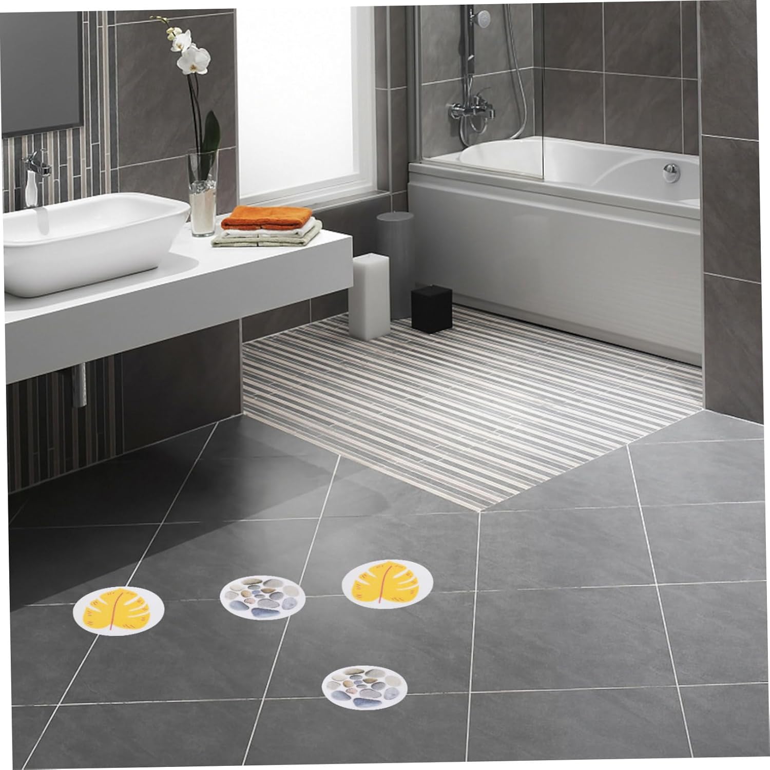 Sticker Set - Anti-Slip Bathroom Leaf Stickers for Safety and Fun