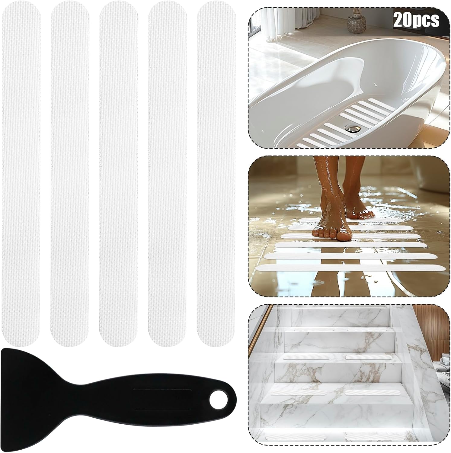 24PCS Shower Non-Slip Stickers Anti-Slip for Bathroom Safety Guide