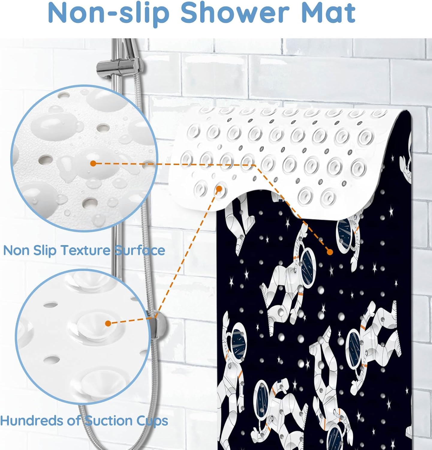KINUUIS Kids Bath Mat with Suction Cups
