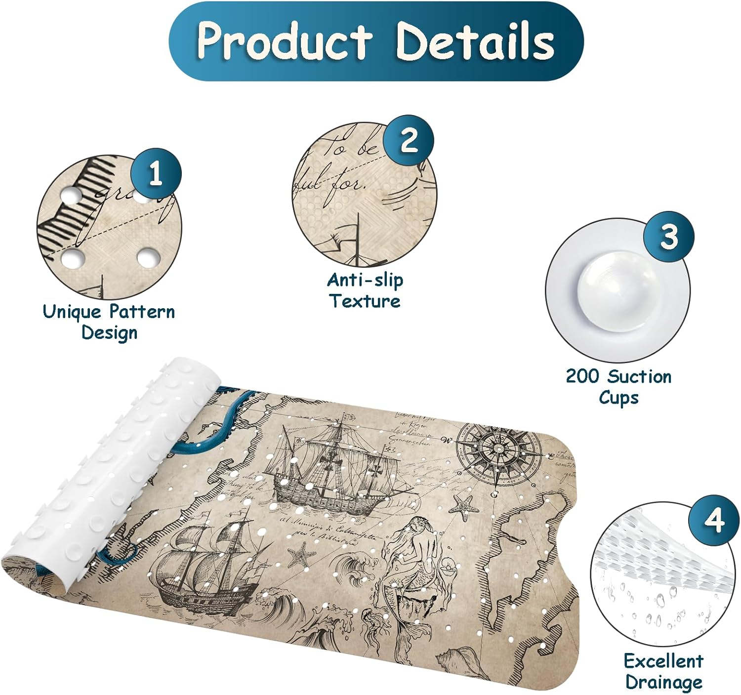 Bathtub Mat Non-Slip Octopus Extra Long