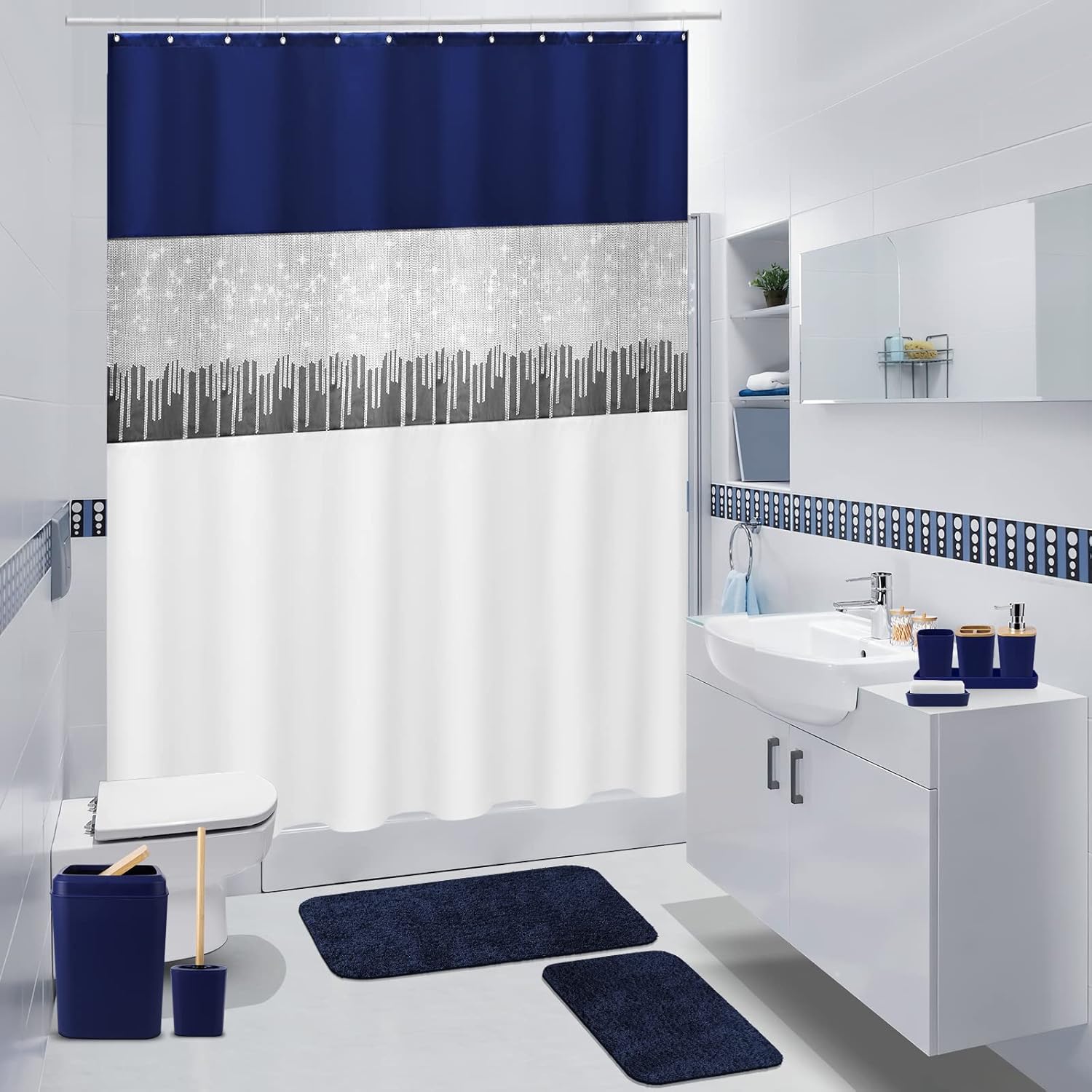 Navy Blue Bathroom Set Luxurious Accessories for Your Space
