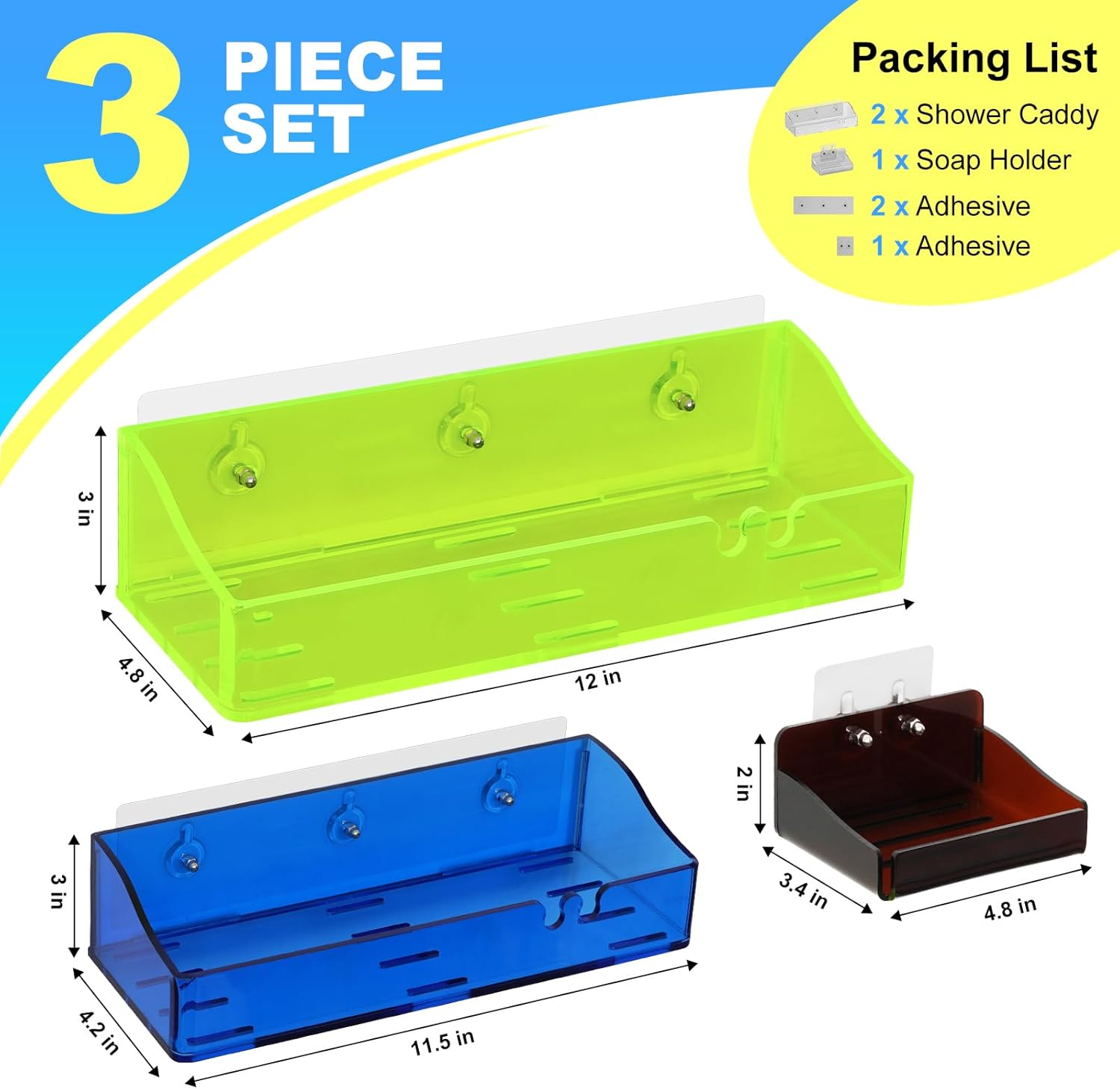 Blind Box 3-Piece Acrylic Shower Shelves