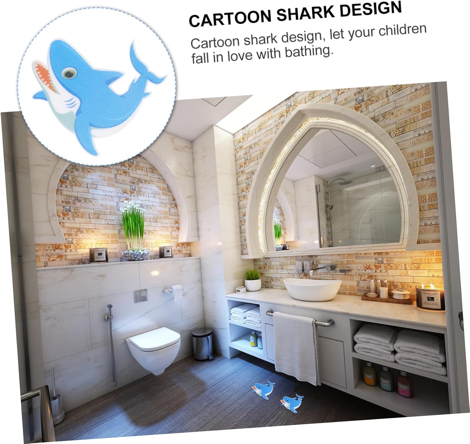 Safety Showers Peva Non-Slip Shark Blue Stickers Bathroom Kitchen