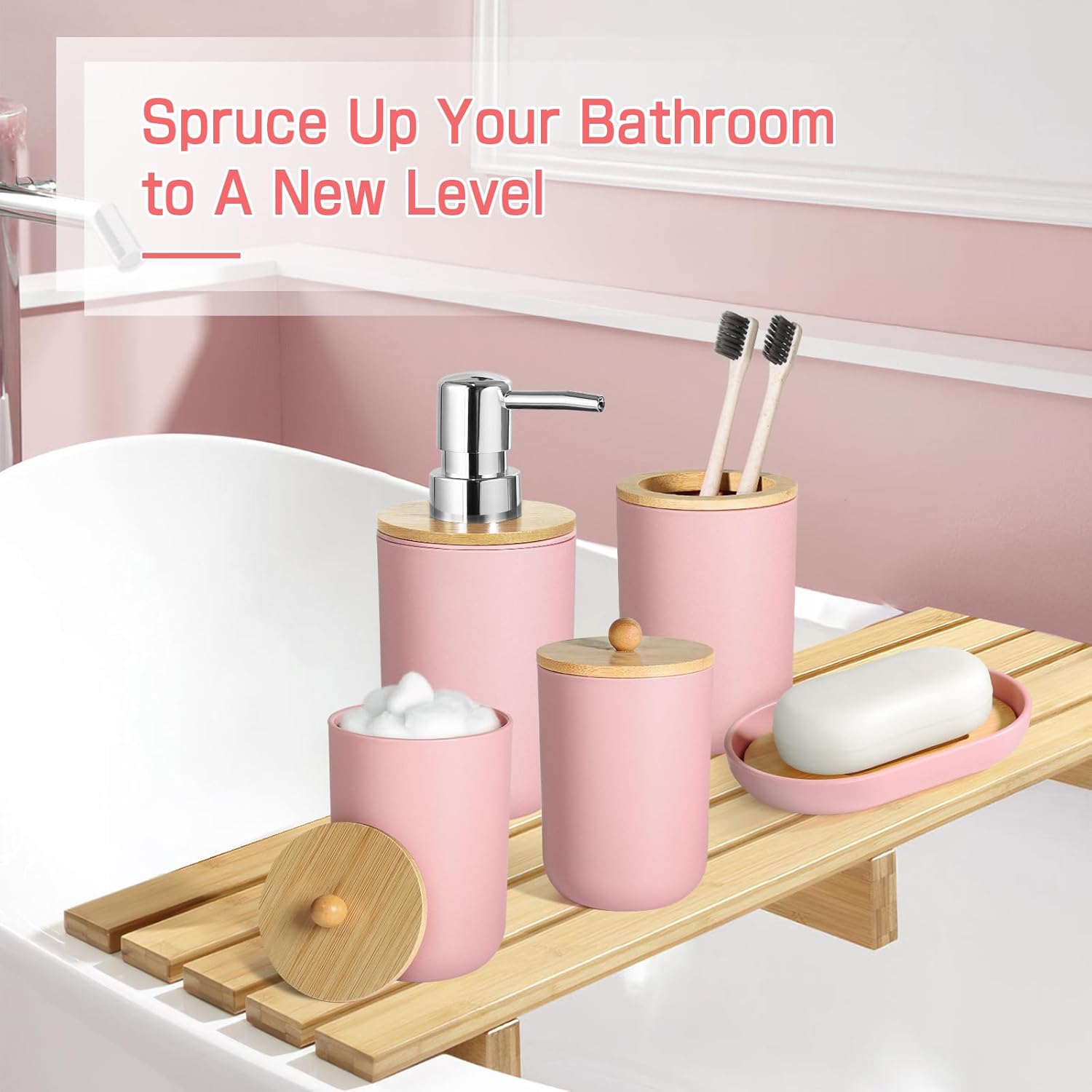 Pink Bathroom 5pc Organizing Set