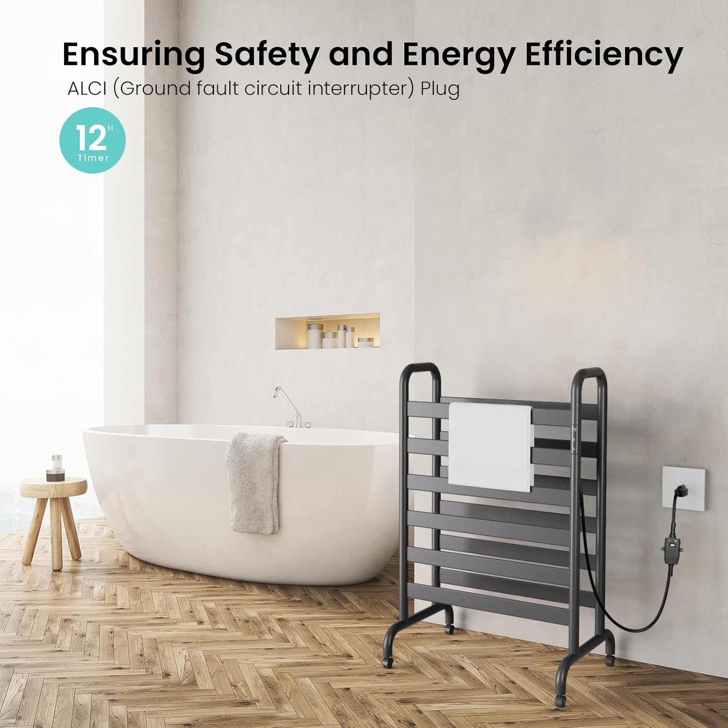 Electric Towel Warmer 12 Bars Constant Temperature Durable Energy Efficient